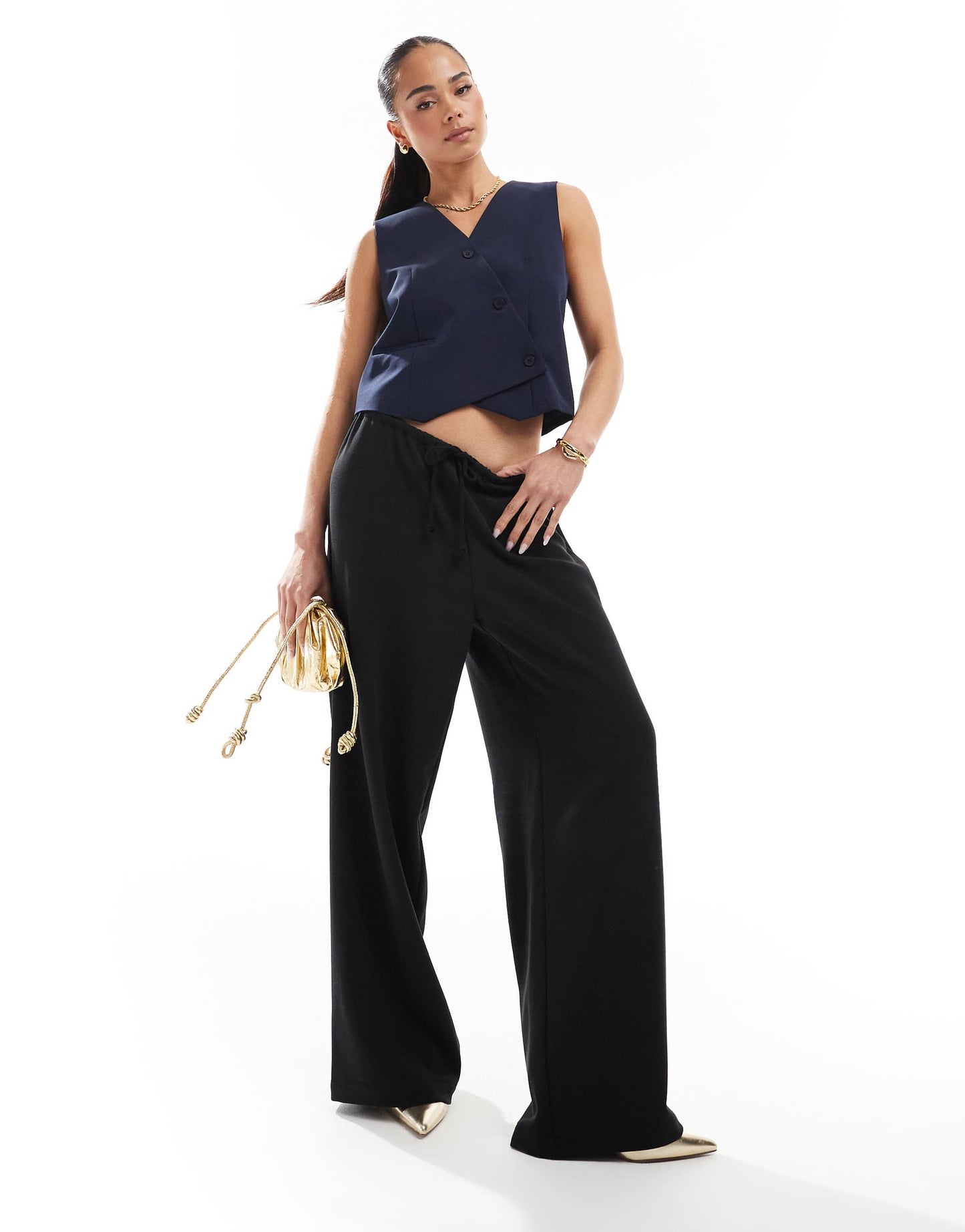 ONLY asymmetric detail waistcoat in navy