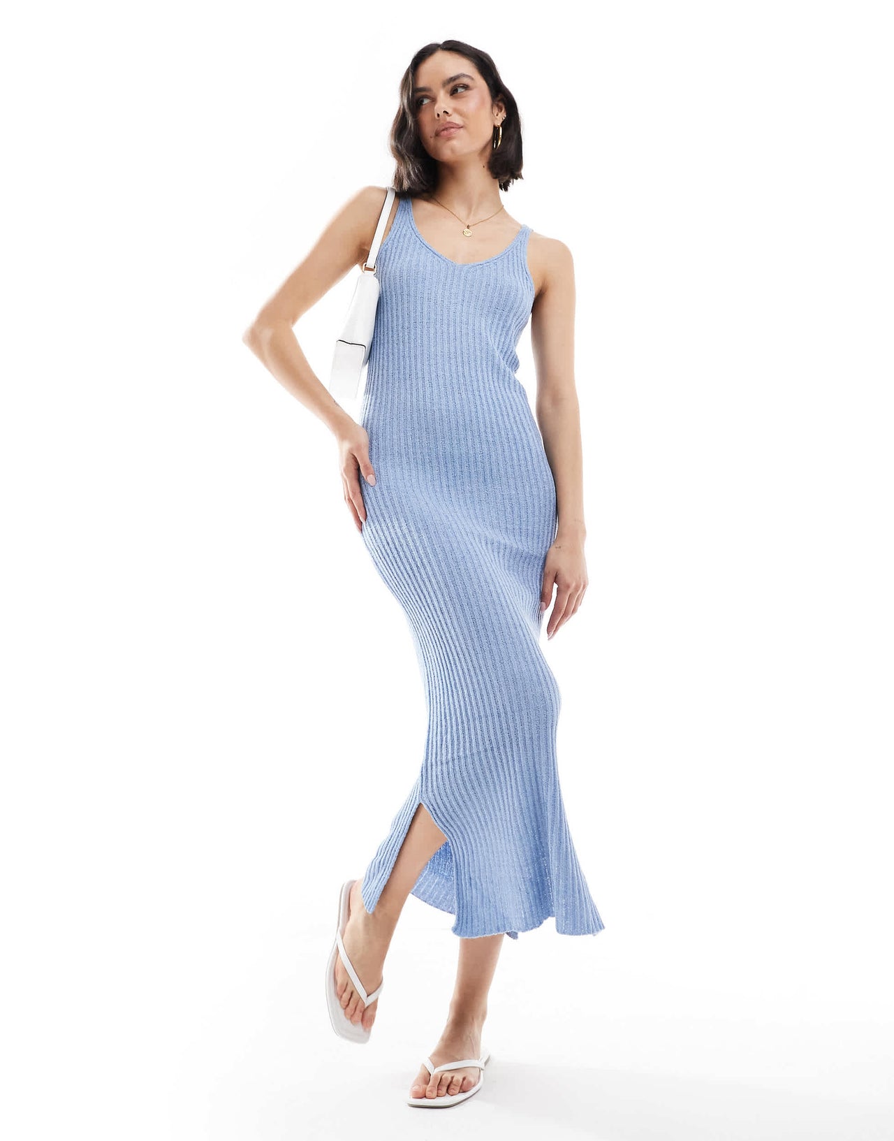 ONLY knitted midaxi dress in light blue
