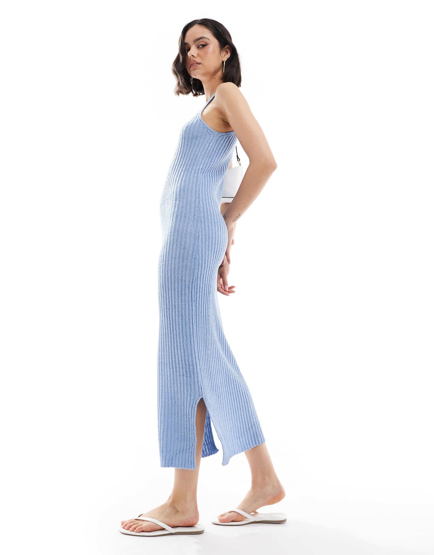 ONLY knitted midaxi dress in light blue