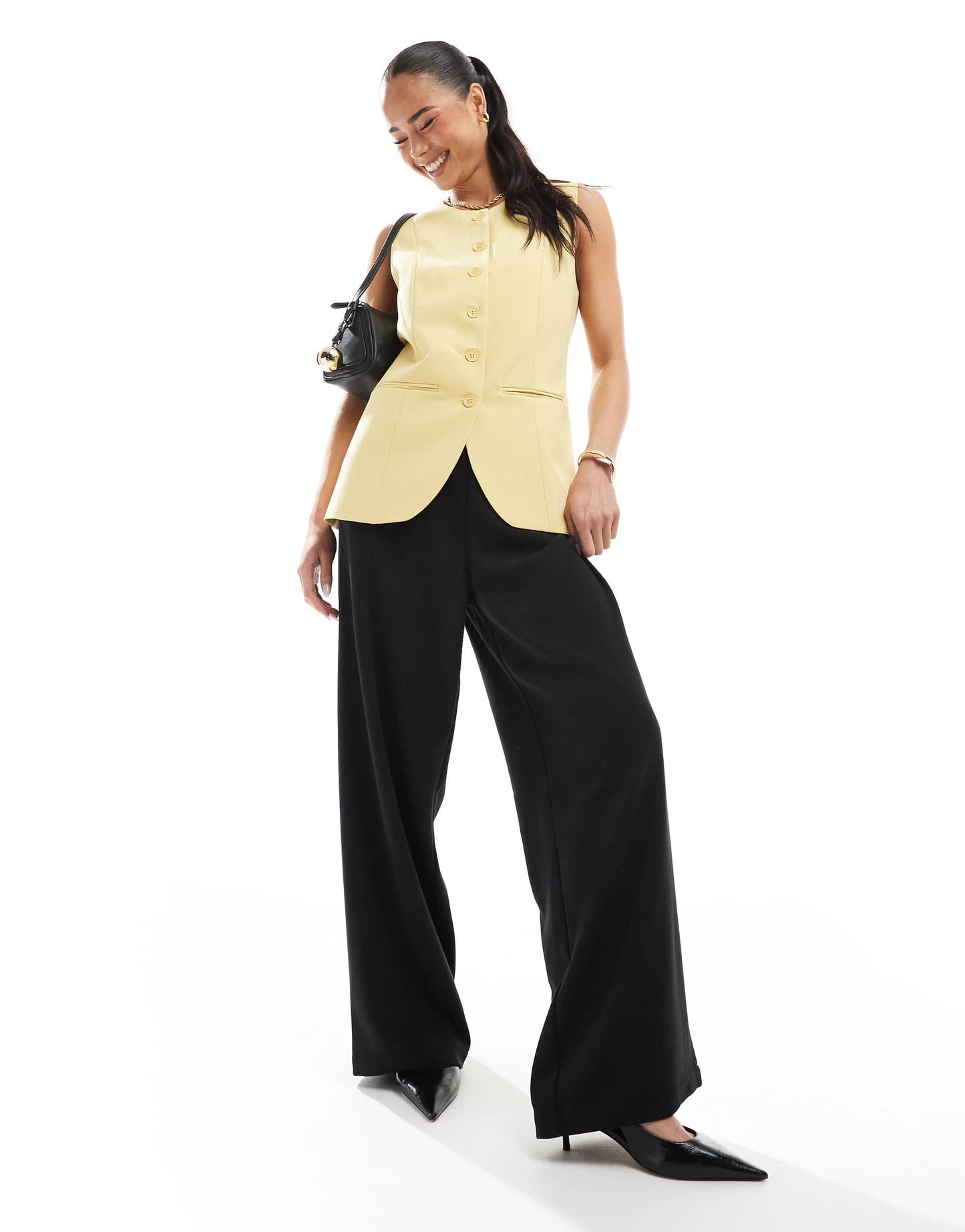 ONLY high neck waistcoat in butter yellow