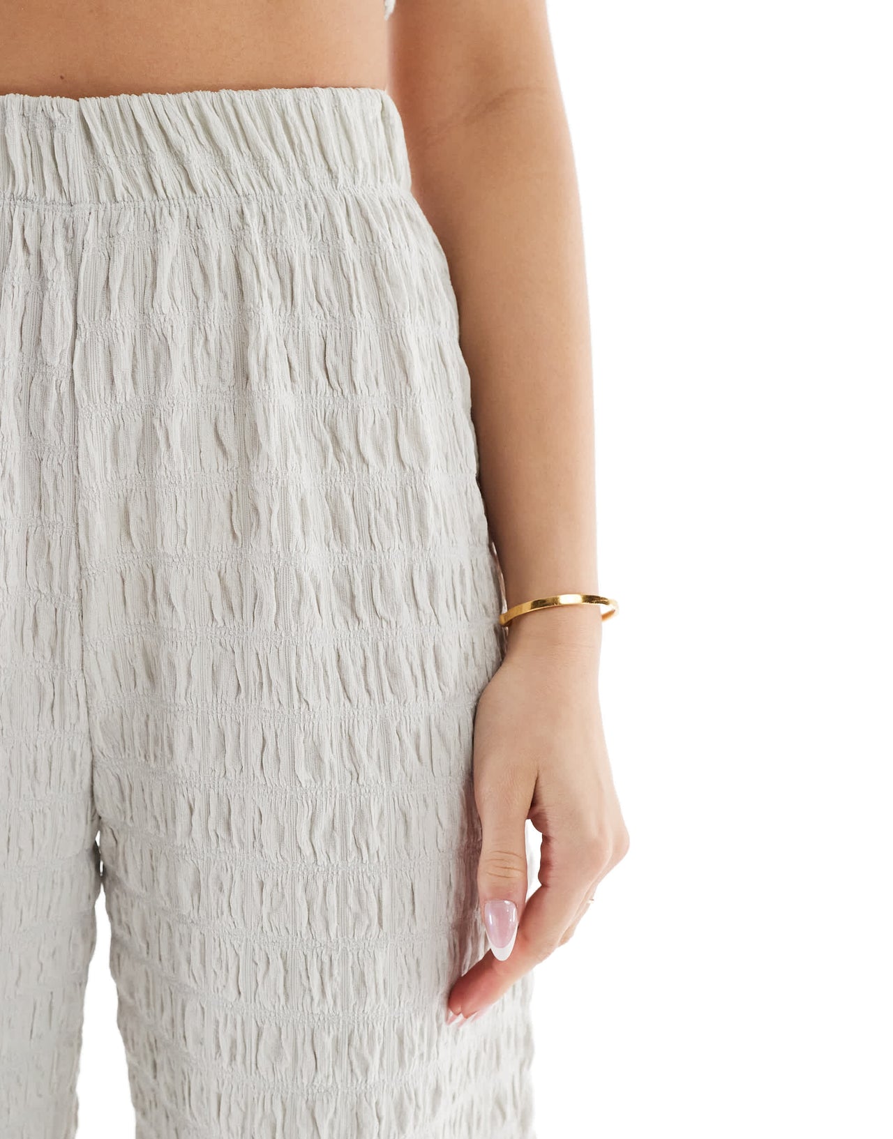 ONLY seersucker wide leg trousers in ice grey