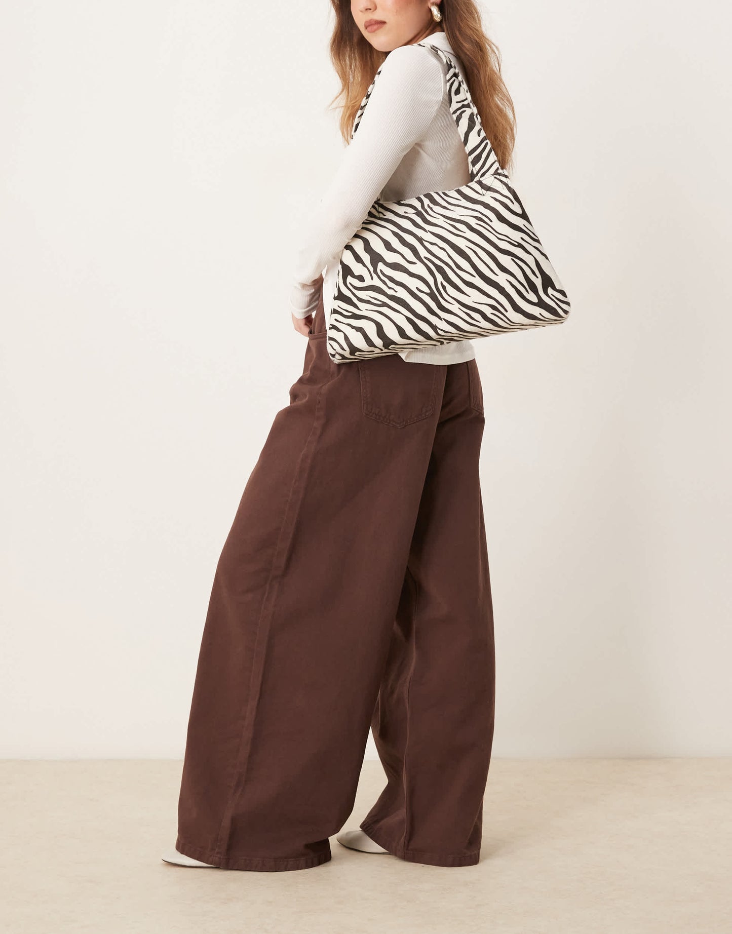 My Accessories tapered shoulder bag in zebra print