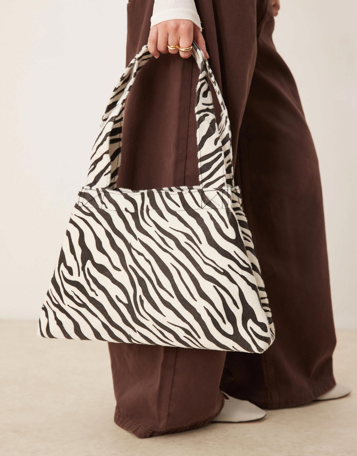 My Accessories tapered shoulder bag in zebra print