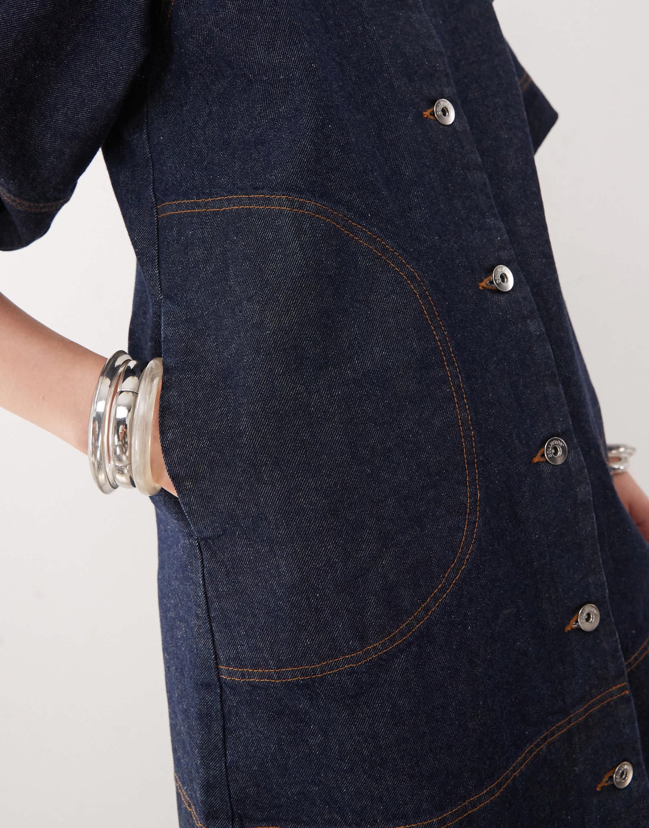 COLLUSION denim shirt dress with puff sleeves in rinse wash