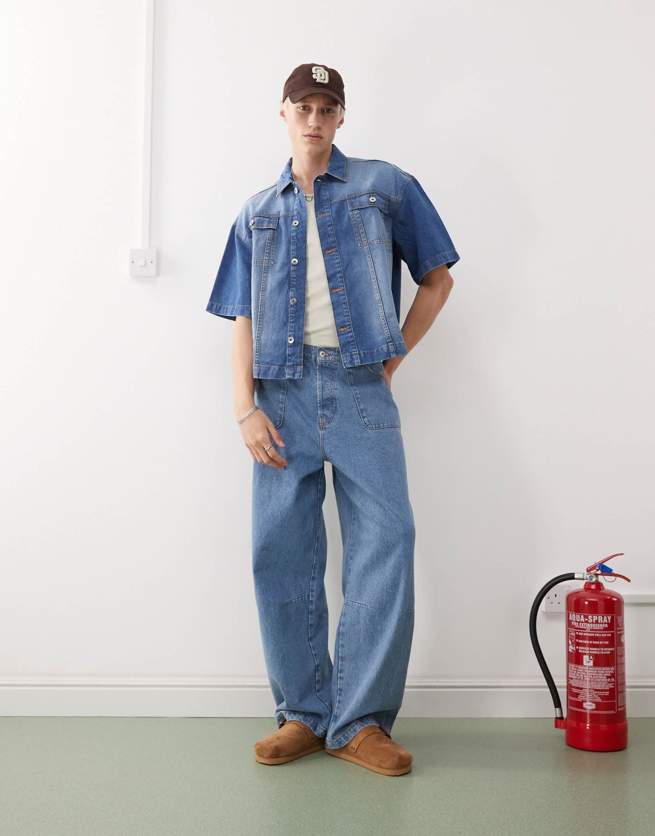 COLLUSION denim boxy shirt in mid wash