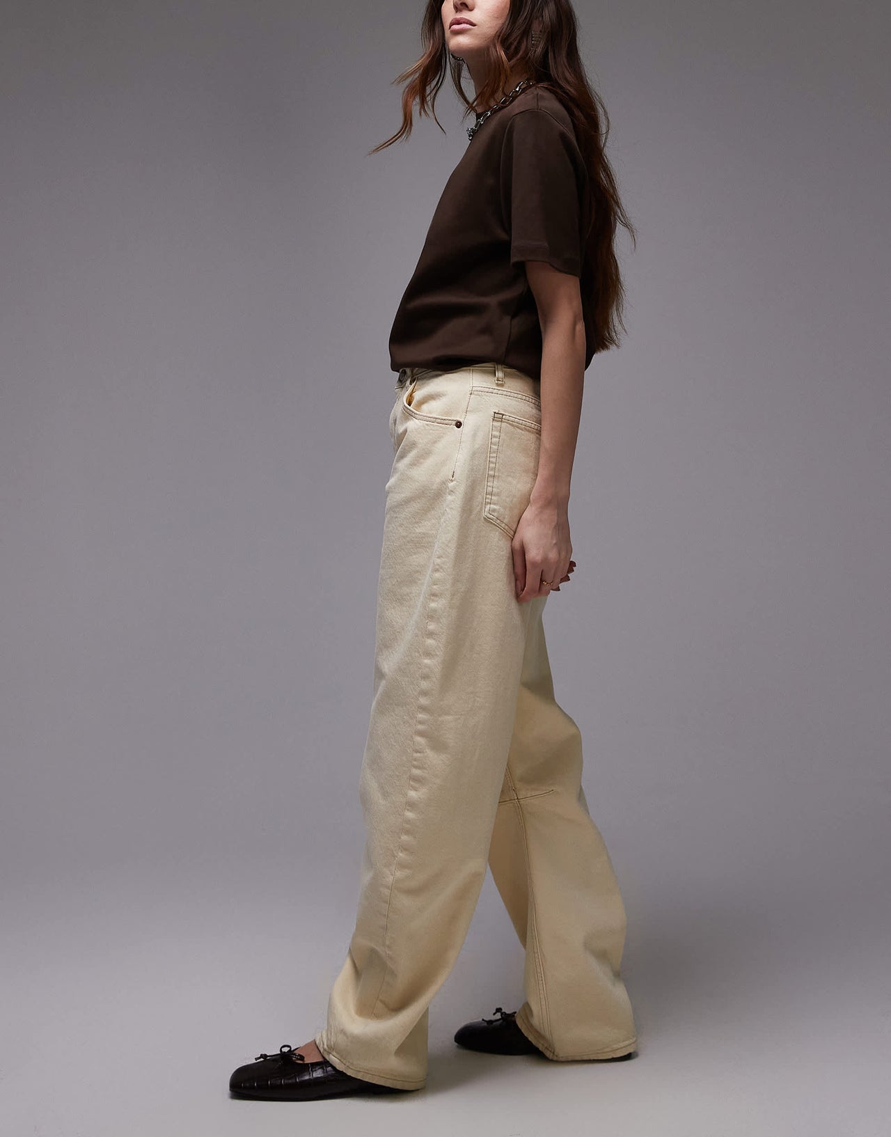 Topshop Barrel mid rise jean in buttermilk