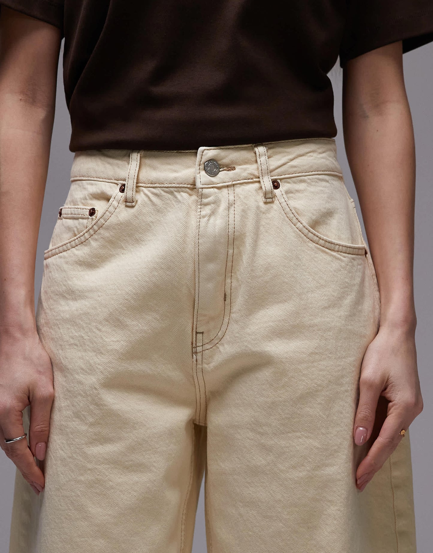 Topshop Barrel mid rise jean in buttermilk
