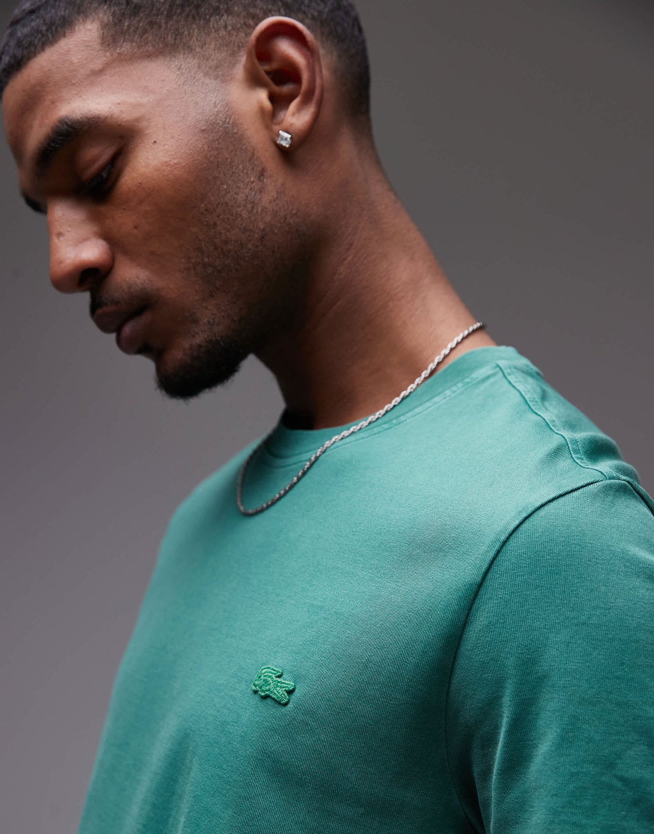 Lacoste t-shirt in green overdye