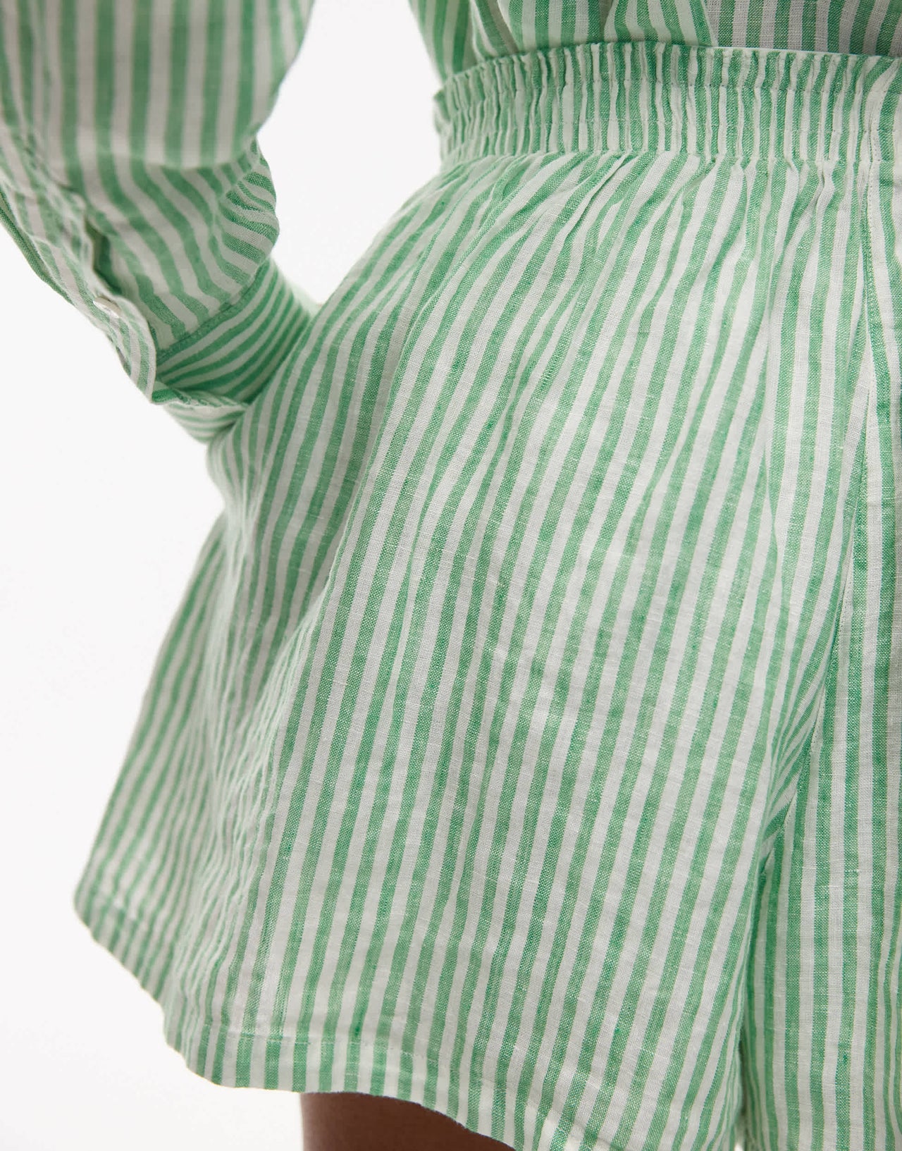 Lacoste co-ord bermuda shorts in green and white stripes