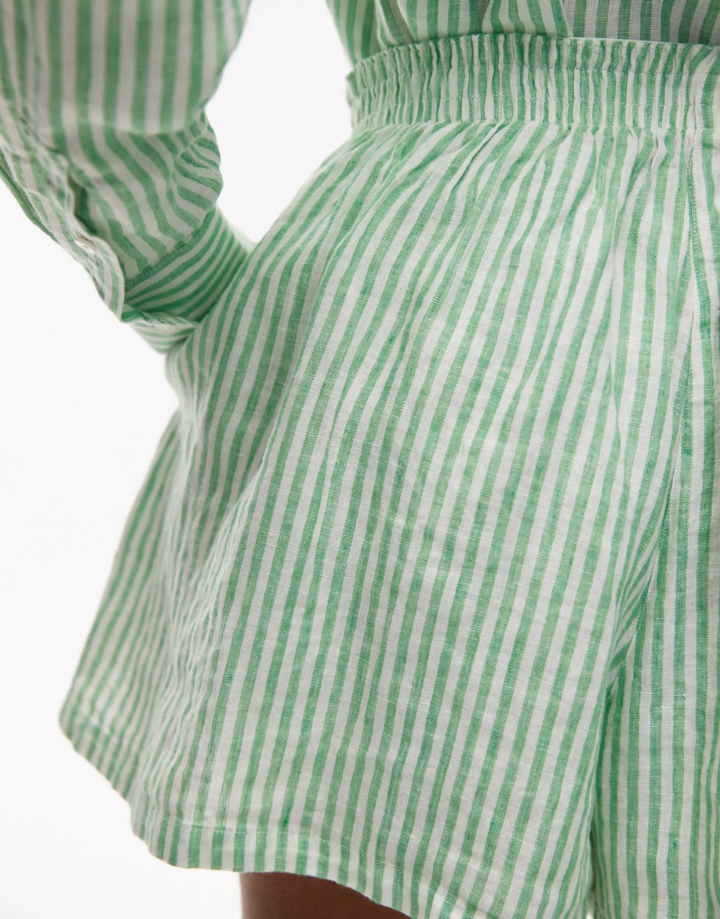 Lacoste co-ord bermuda shorts in green and white stripes