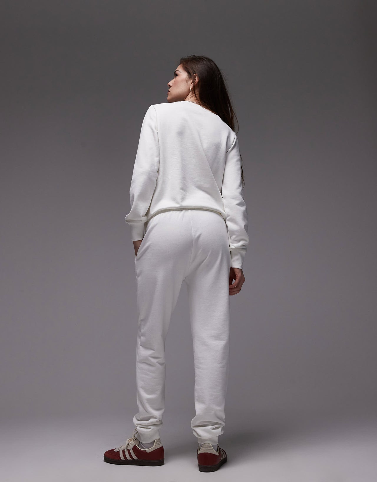 Lacoste cuffed joggers in white