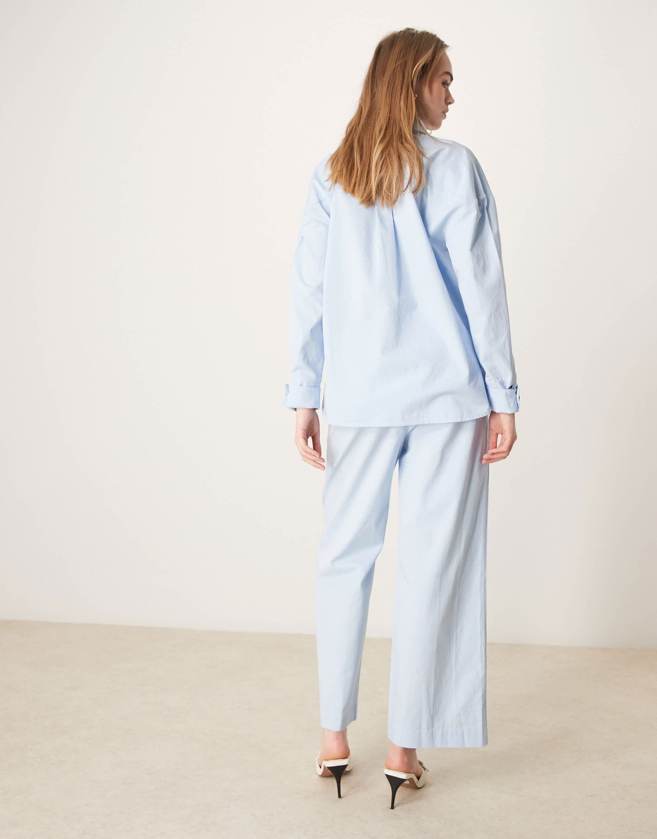 Pretty Lavish cotton relaxed trouser co-ord in blue