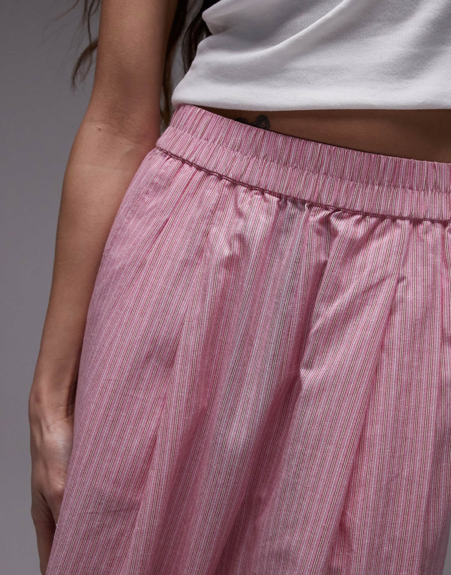 Topshop poplin pull on stripe wide leg trouser