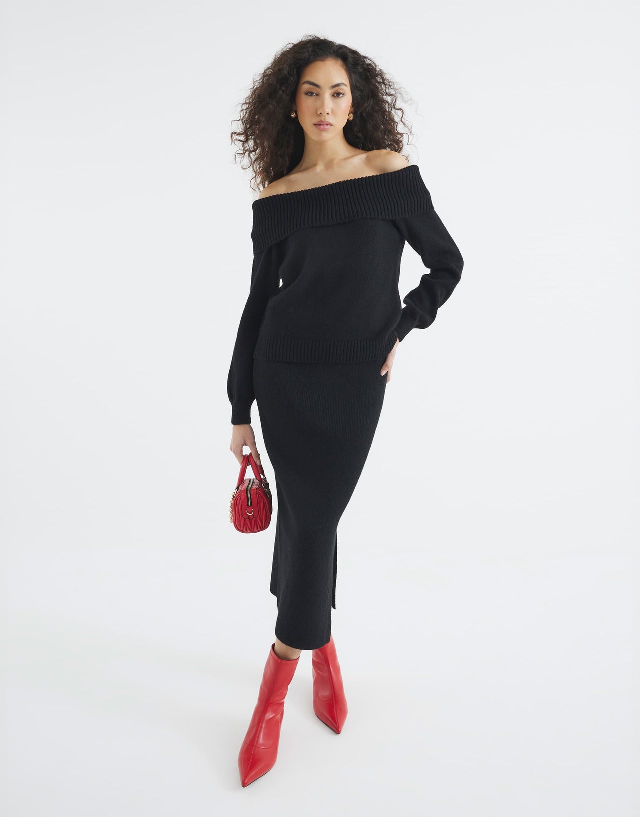 River Island bardot jumper in black