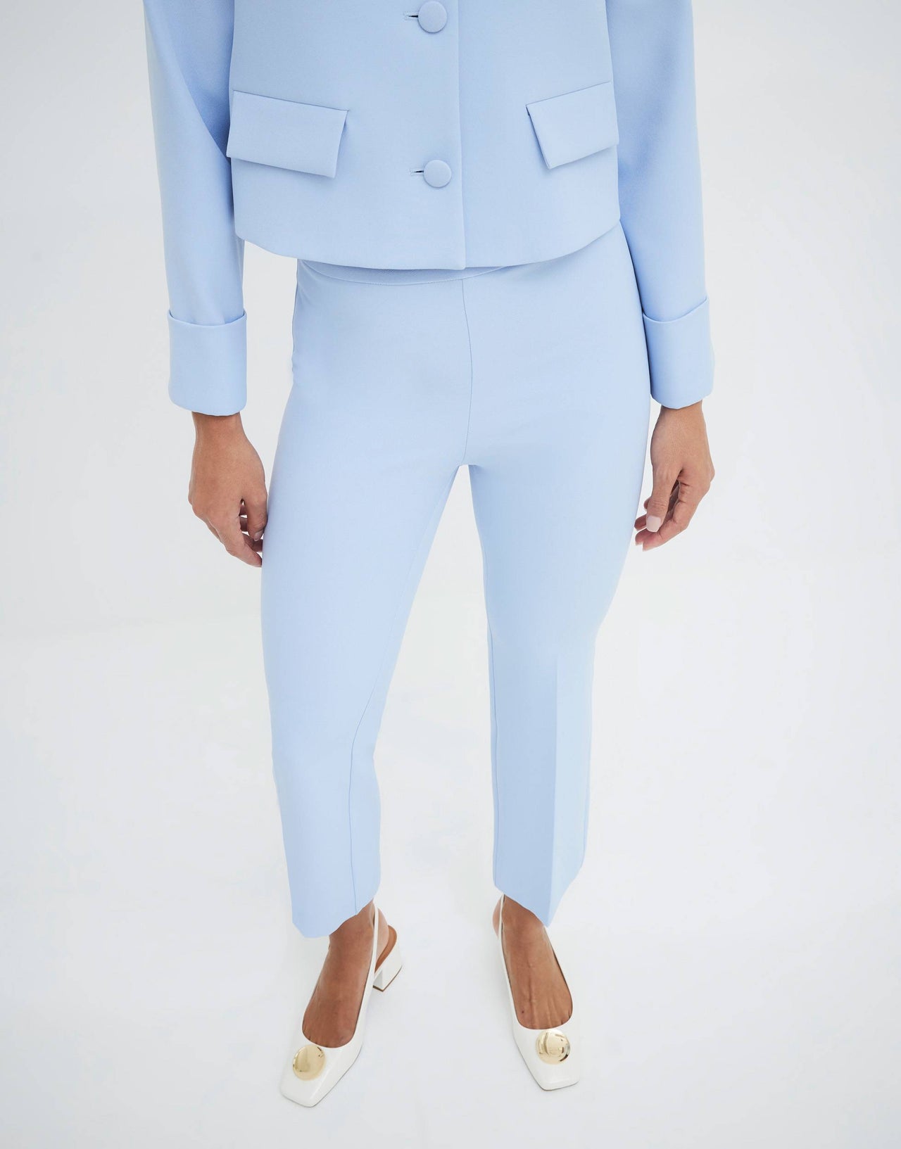 River island crop flare in light blue