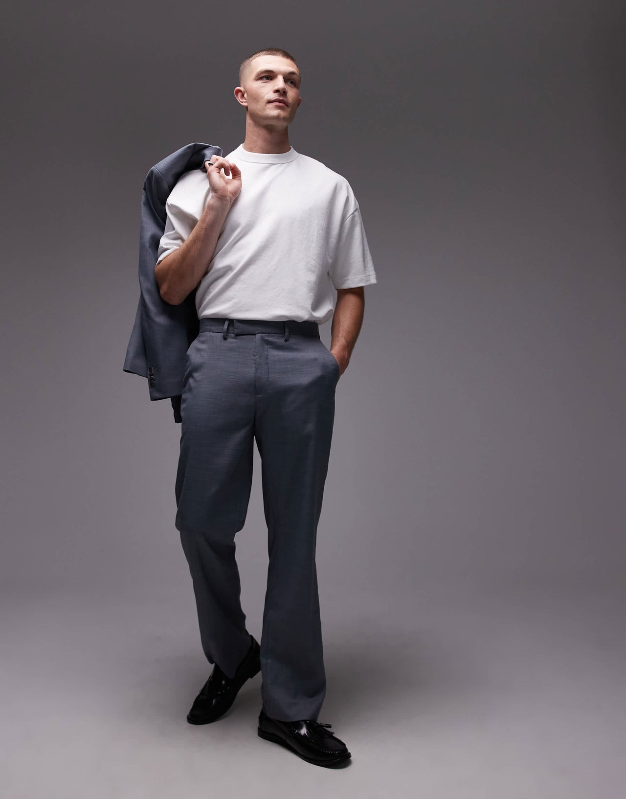 Topman straight suit trousers in blue
