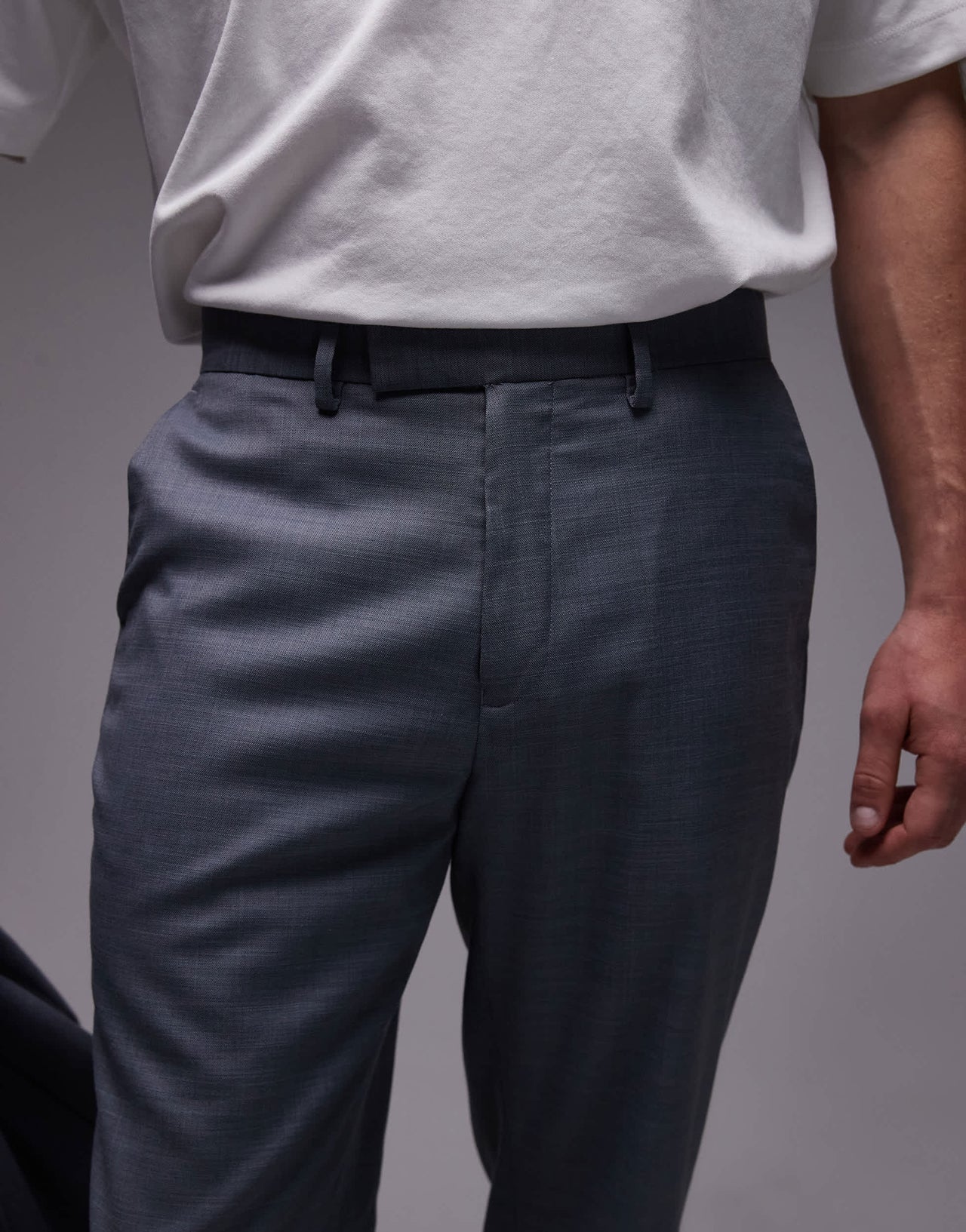 Topman straight suit trousers in blue