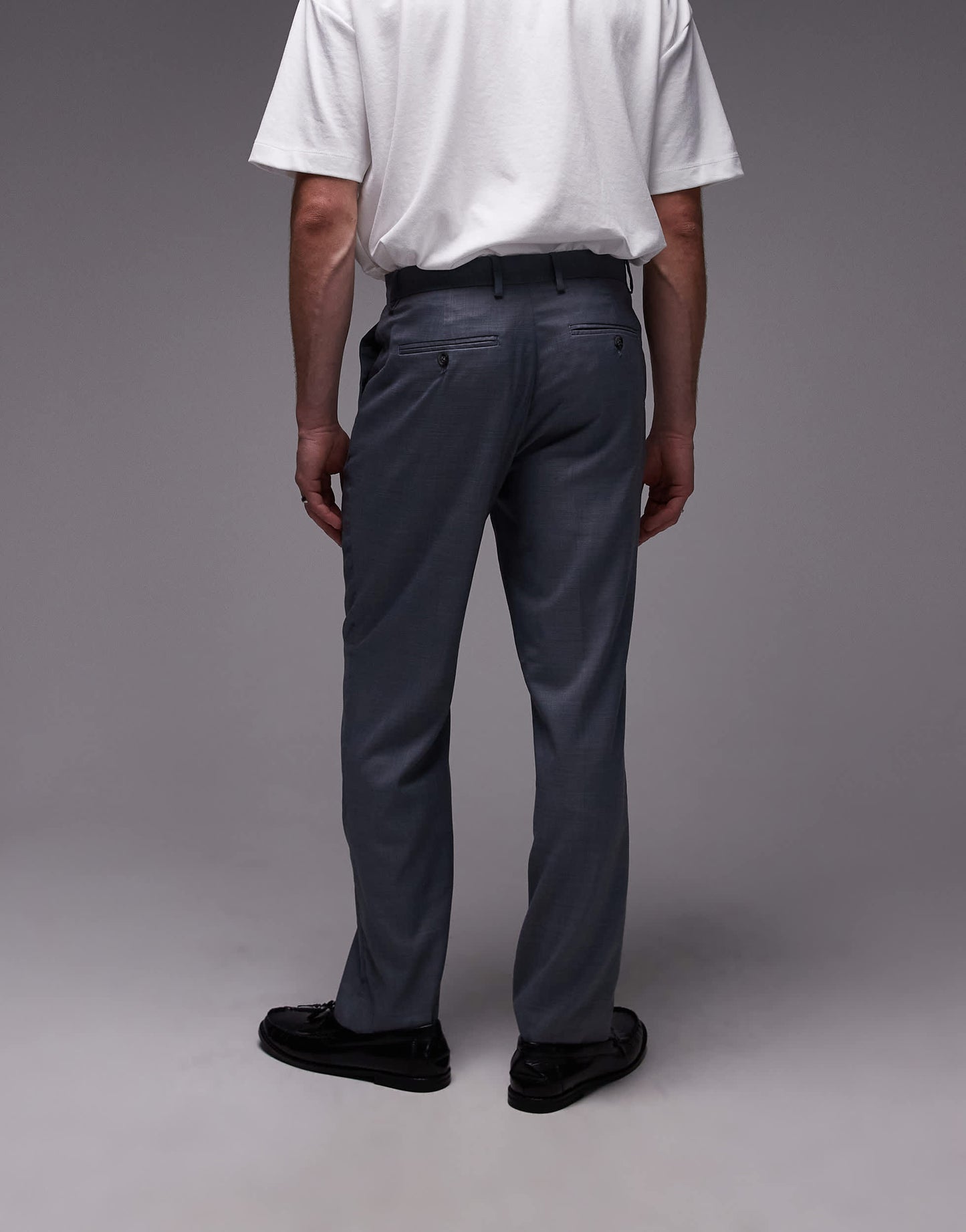 Topman straight suit trousers in blue