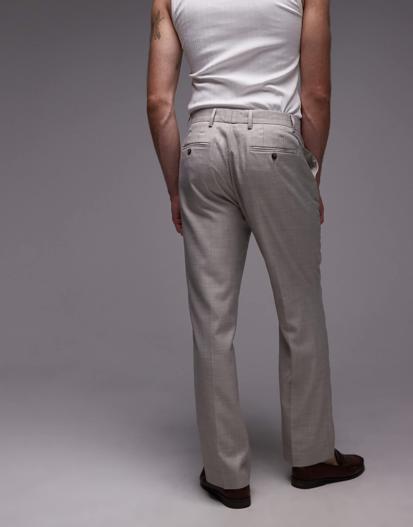 Topman straight suit trousers in stone