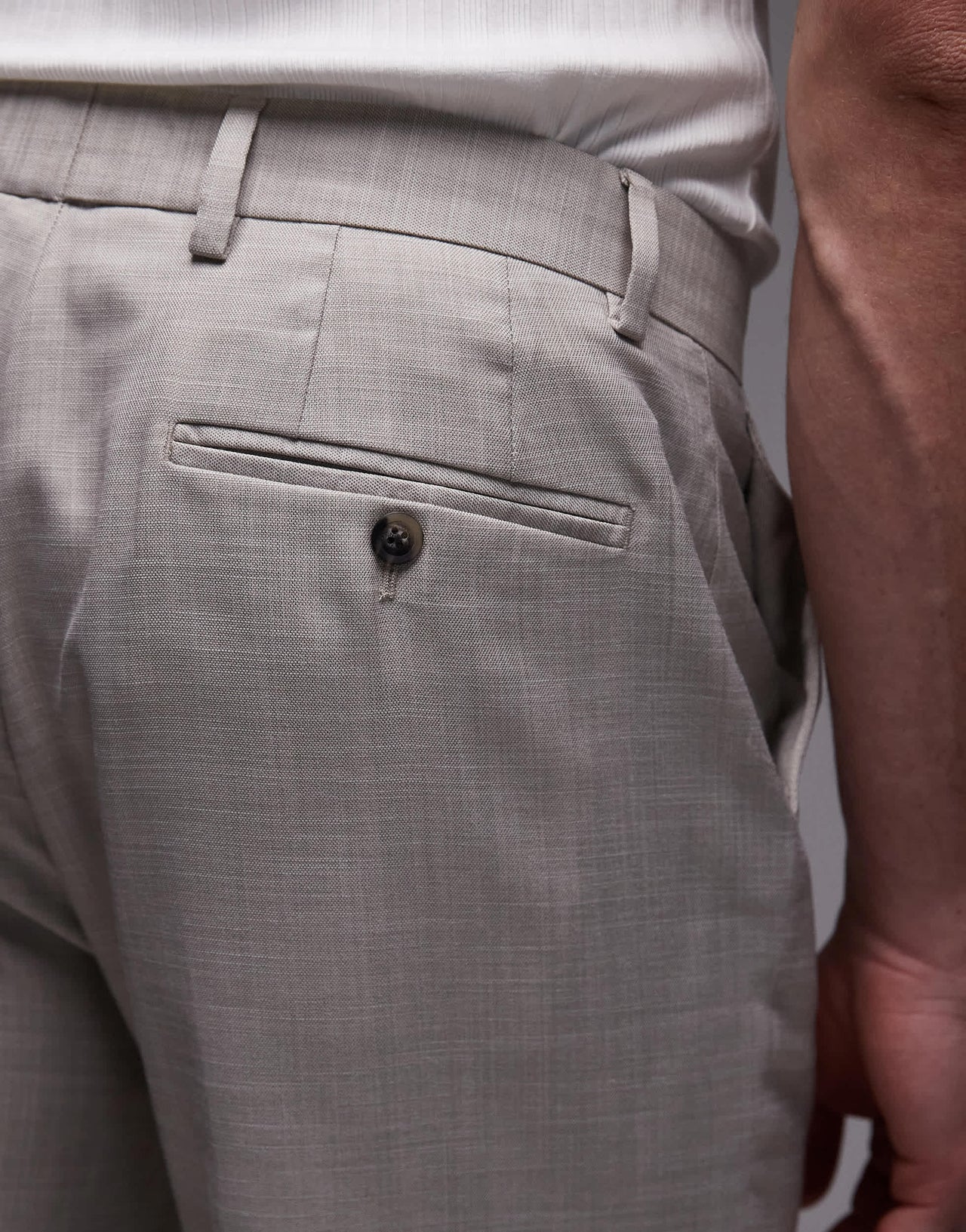 Topman straight suit trousers in stone