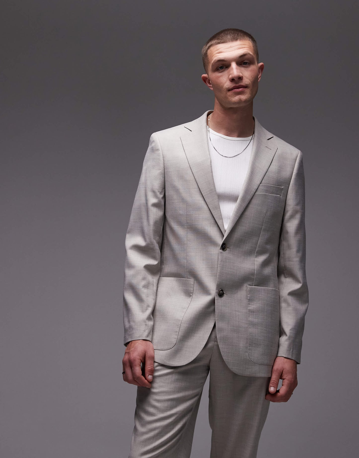Topman relaxed suit jacket in stone