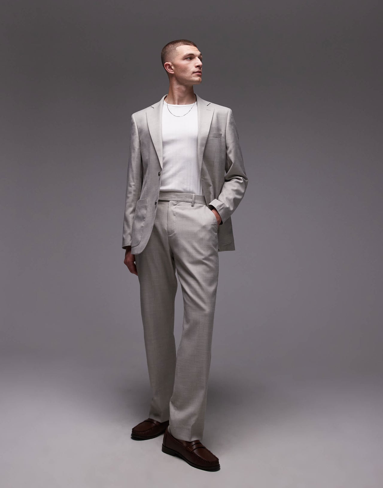 Topman relaxed suit jacket in stone