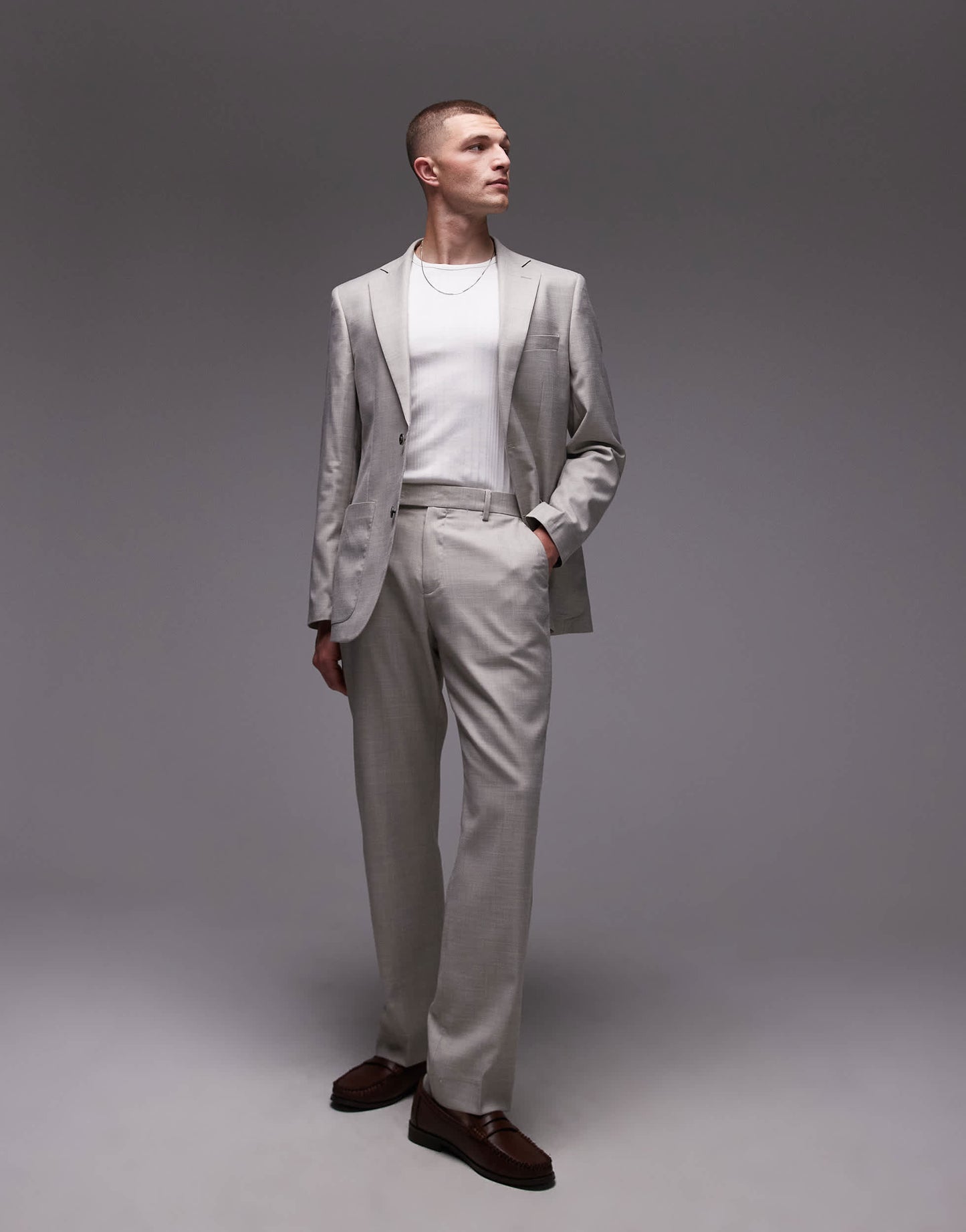 Topman relaxed suit jacket in stone