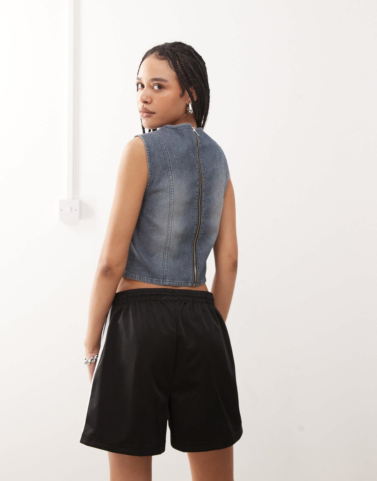 COLLUSION denim tank top in mid blue