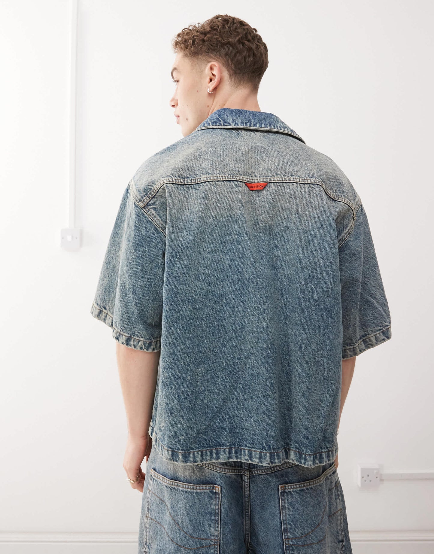 COLLUSION boxy denim shirt in smokey wash co-ord