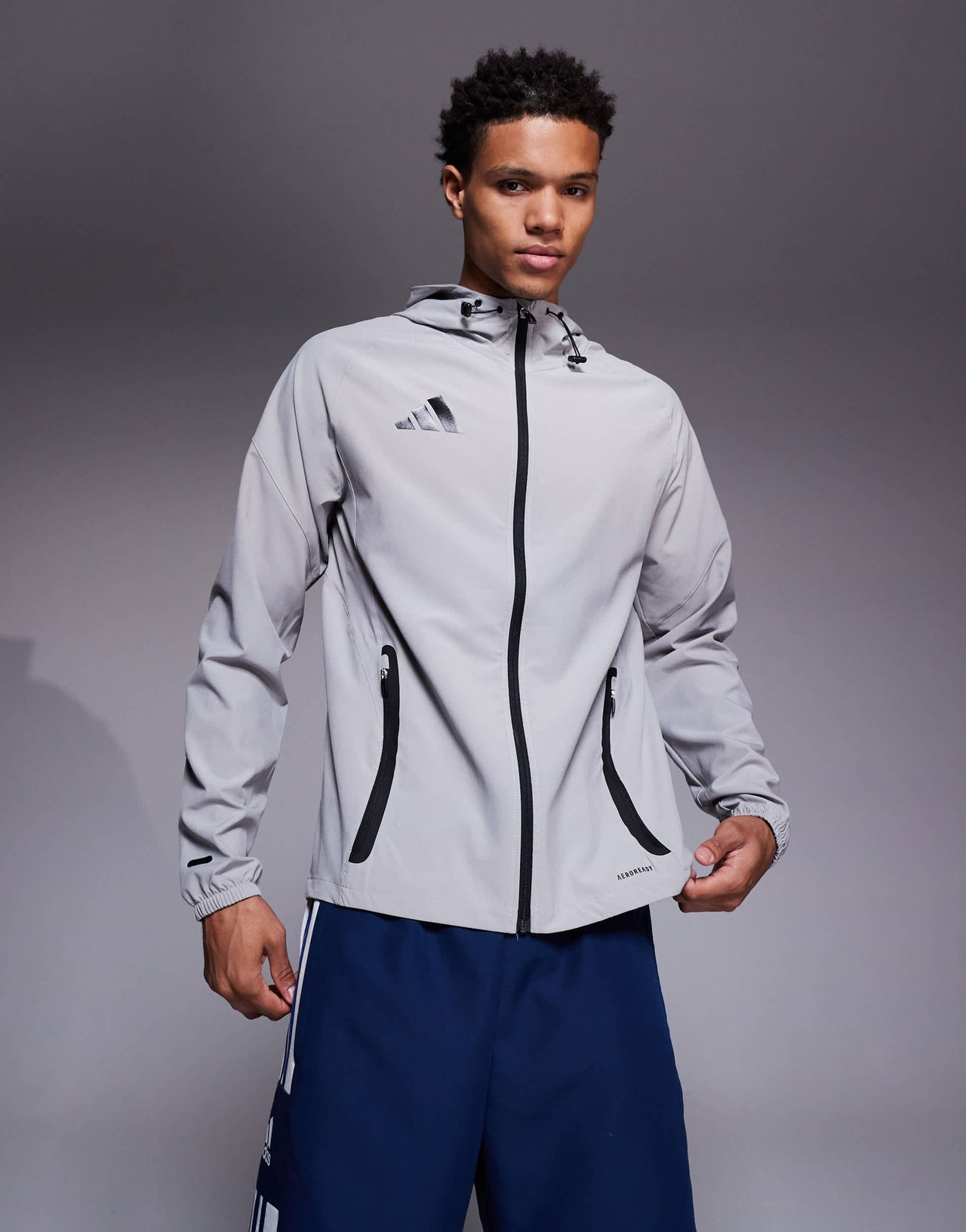 adidas Football Tiro 25 competition vis tech travel jacket in grey