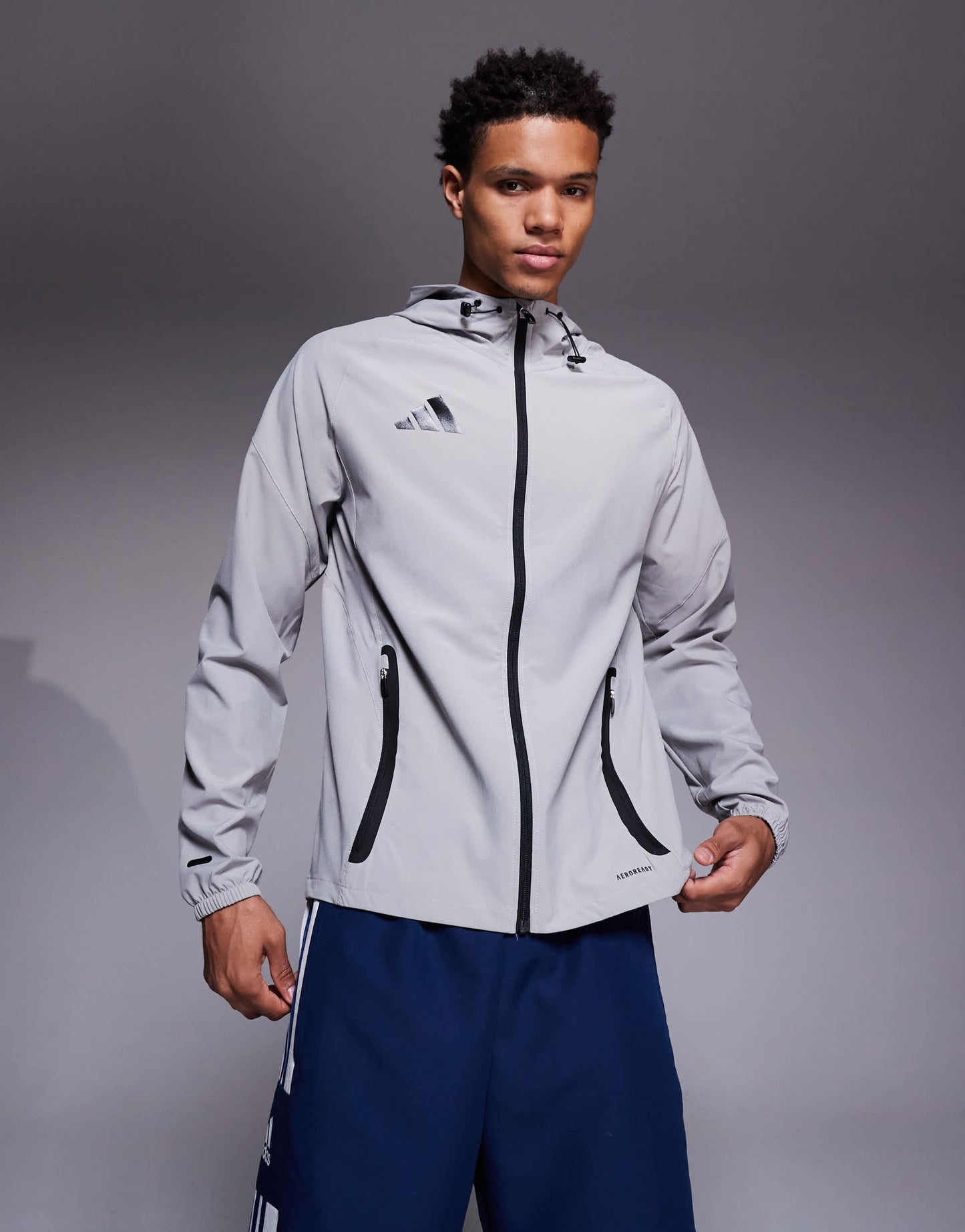 adidas Football Tiro 25 competition vis tech travel jacket in grey