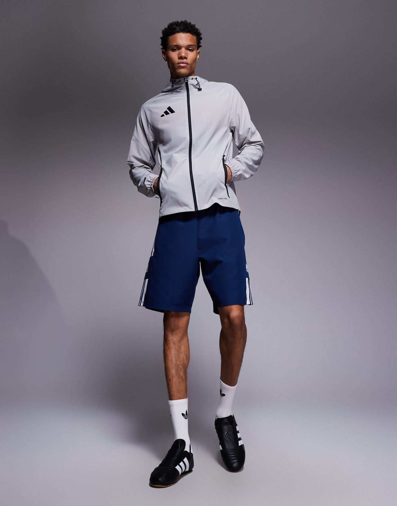adidas Football Tiro 25 competition vis tech travel jacket in grey