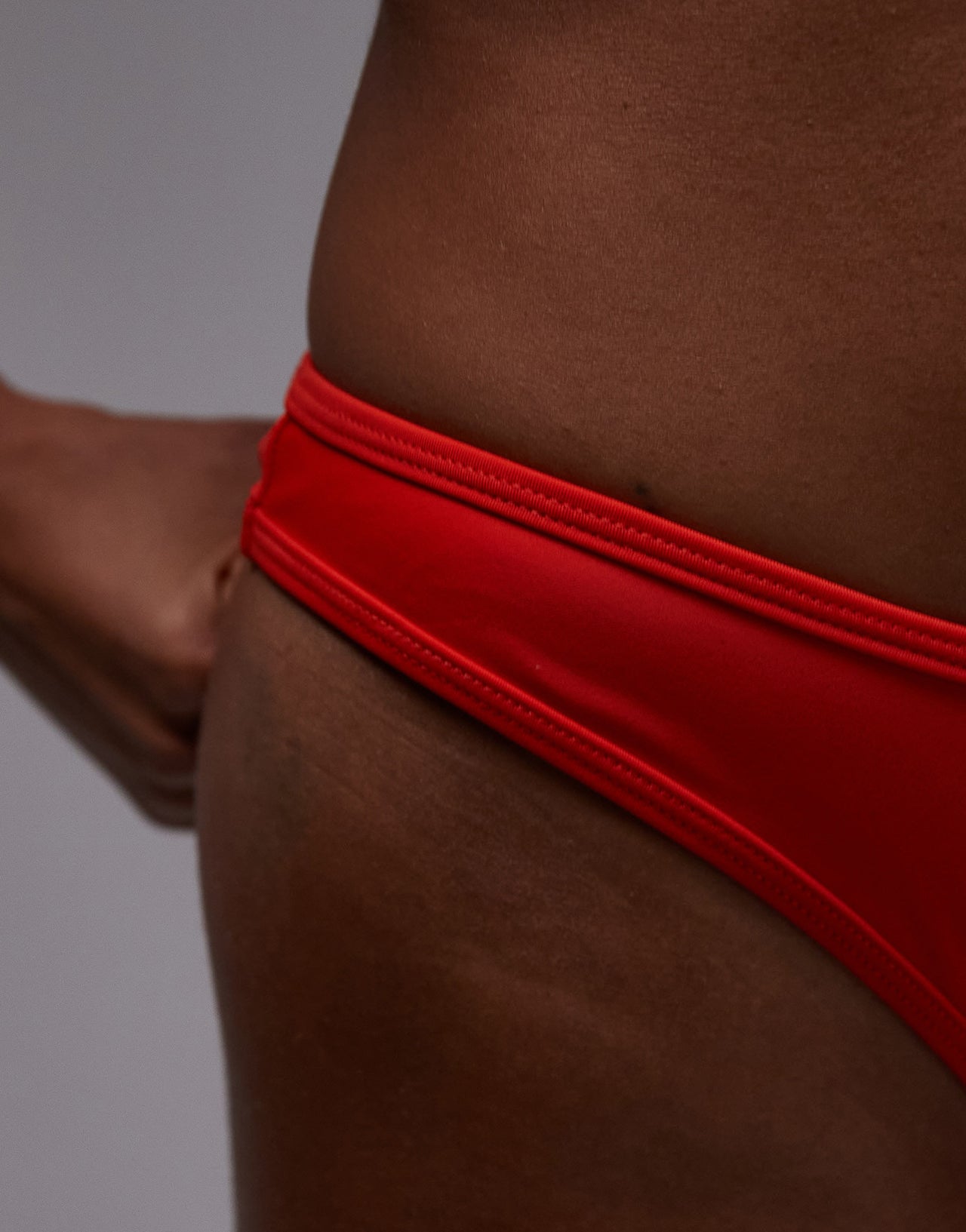 Topshop Miami frill high leg brief bikini bottoms in red