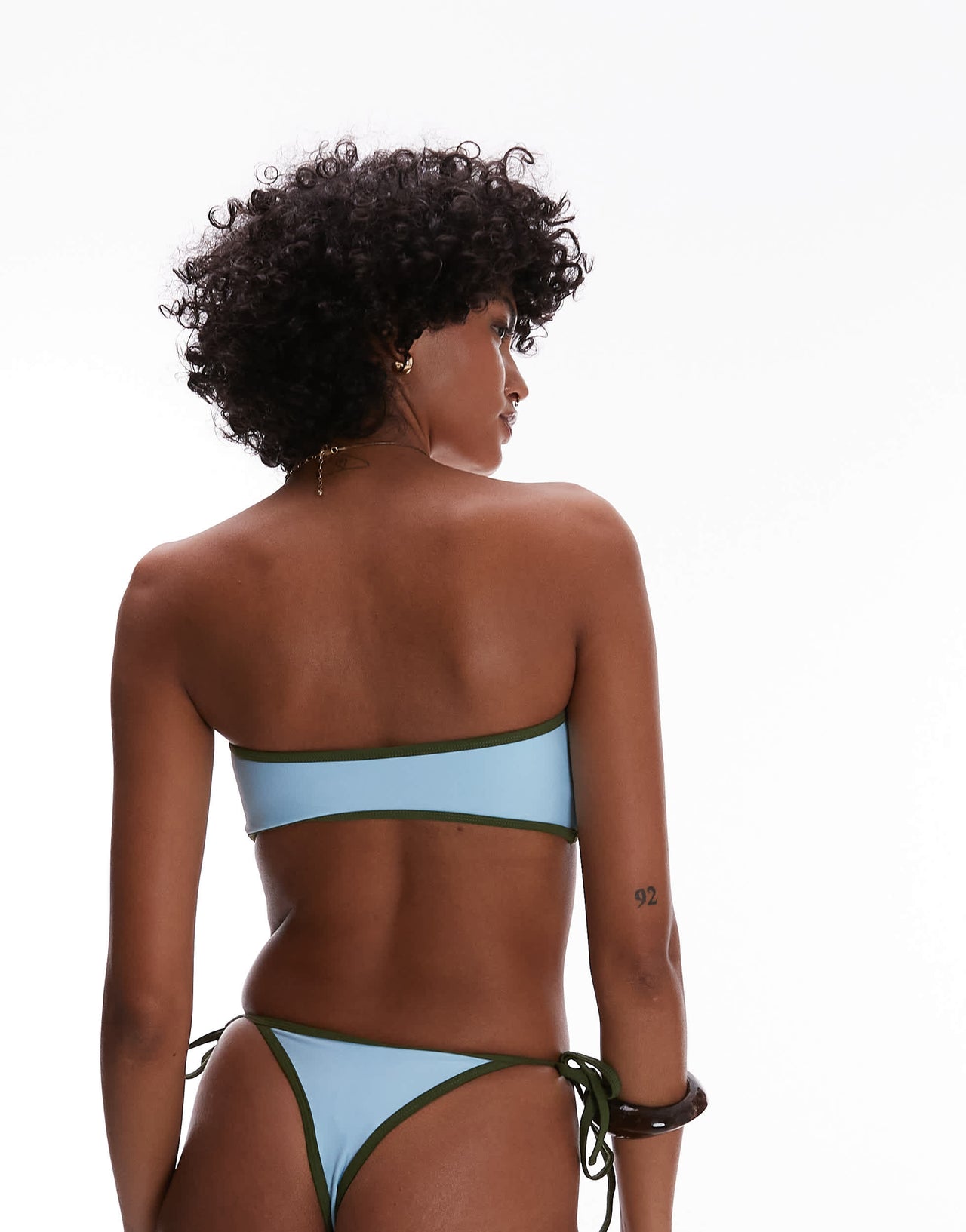 Topshop LA thong bikini bottoms in blue and green