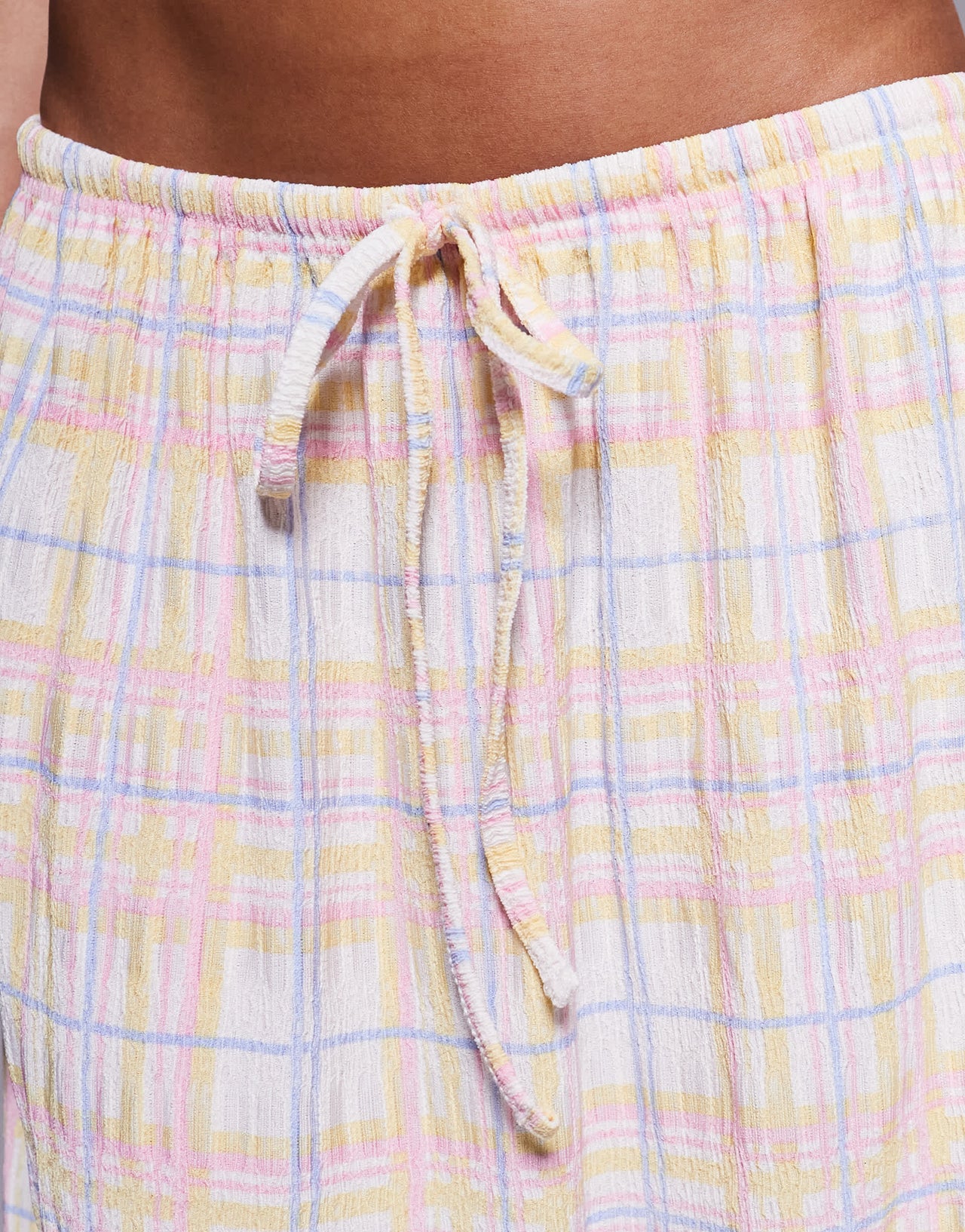 Kaiia exclusive tie waist textured maxi skirt co-ord in multicolour check