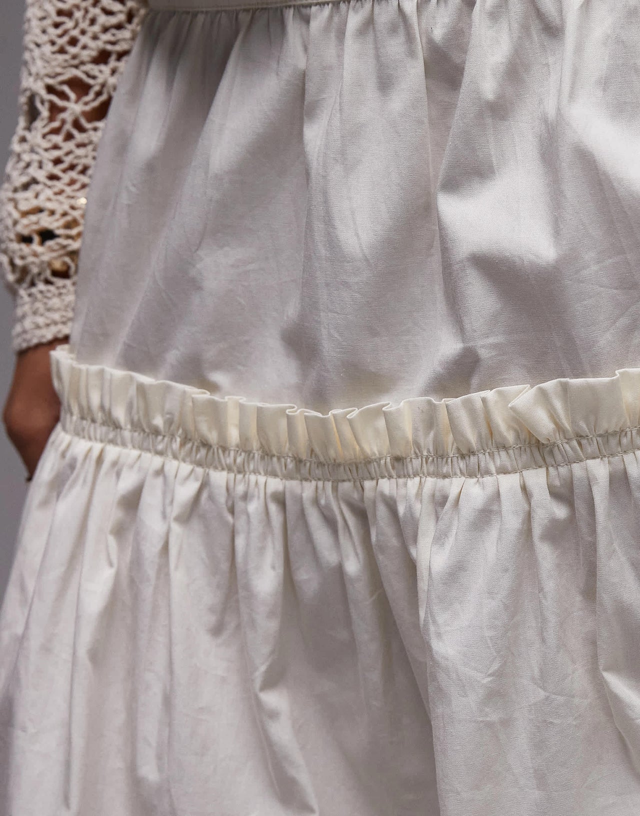Topshop frill poplin full skirt in ivory