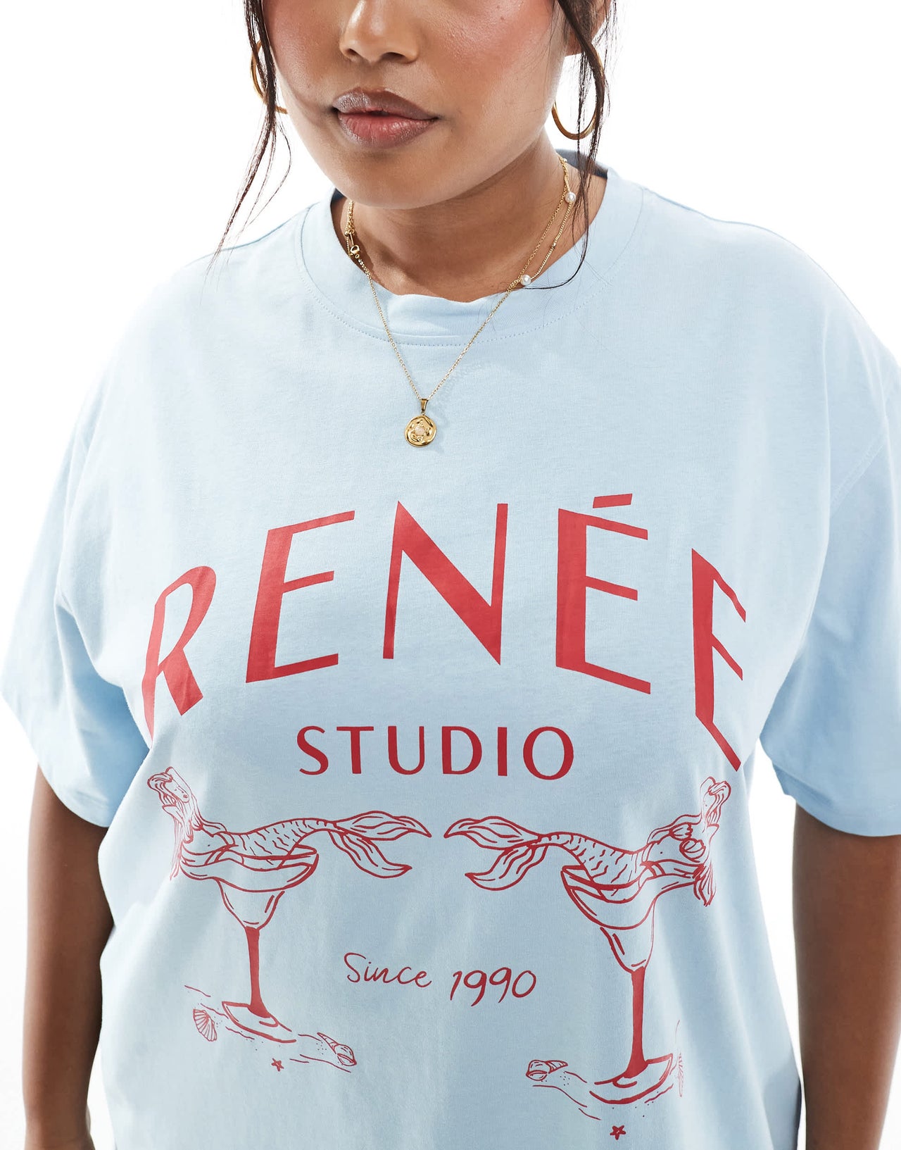 Renee Studio Plus exclusive mermaid martini graphic t-shirt in blue