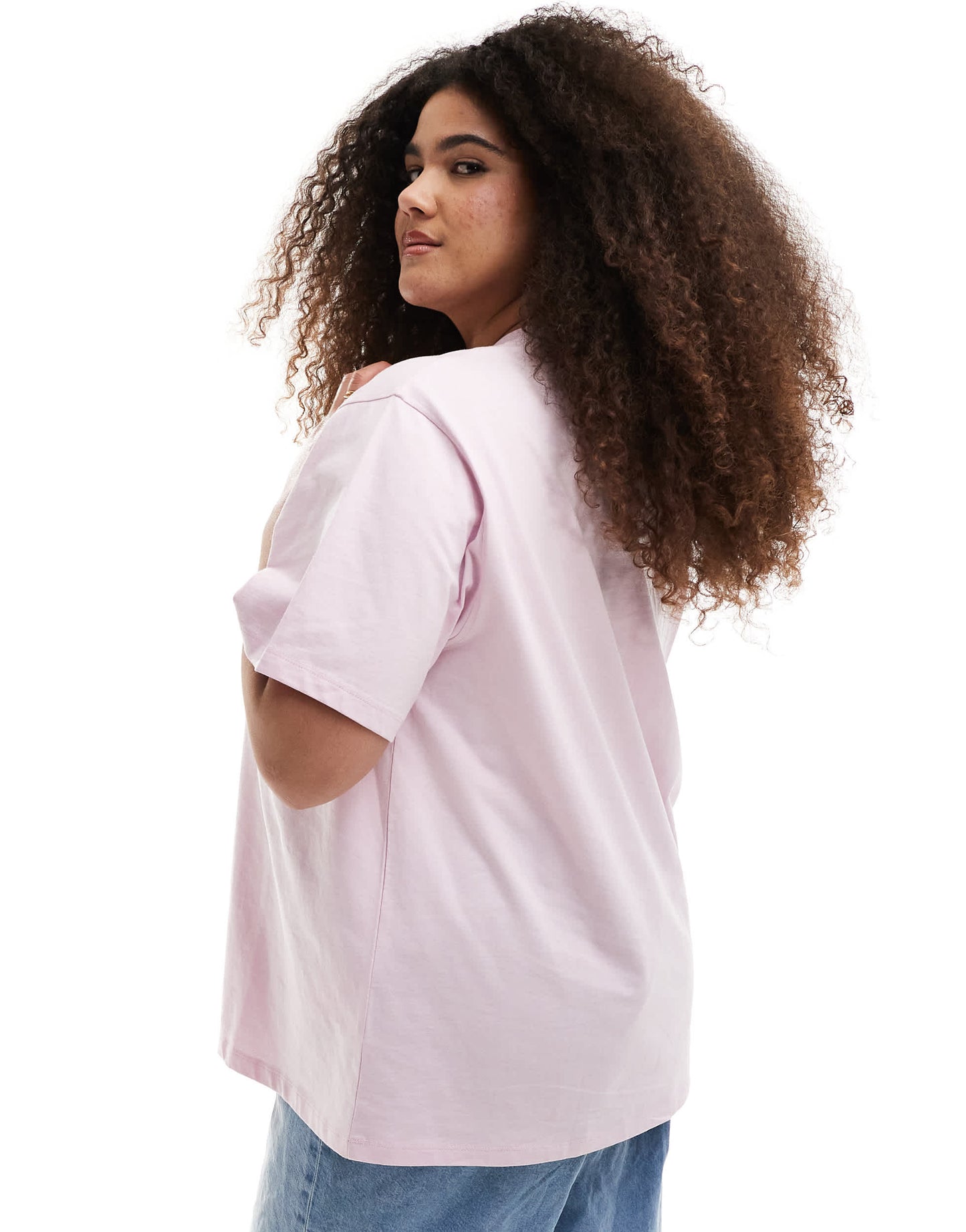 Renee Studio Plus exclusive crew neck embroidered flower logo t-shirt in pink