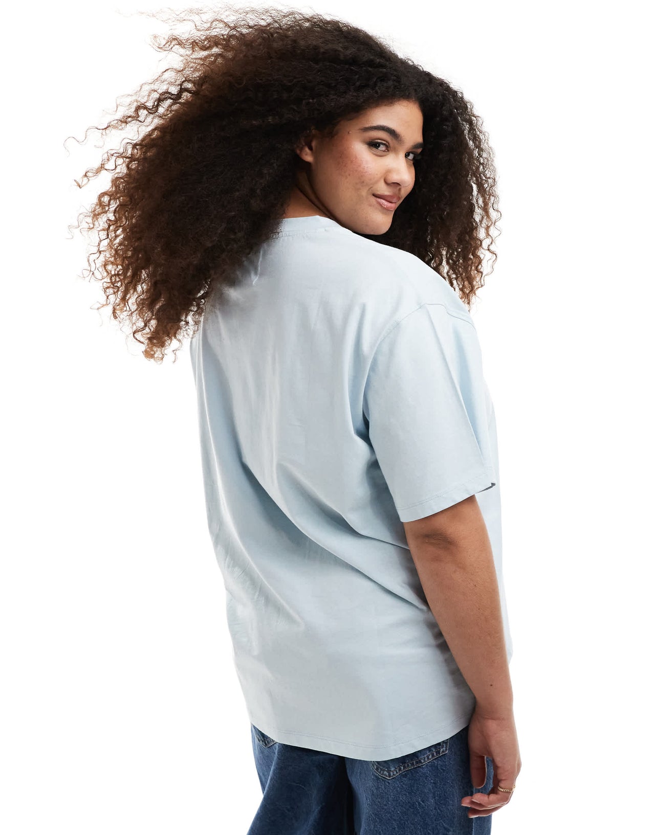 Renee Studio Plus exclusive crew neck rose heart graphic t-shirt in light blue
