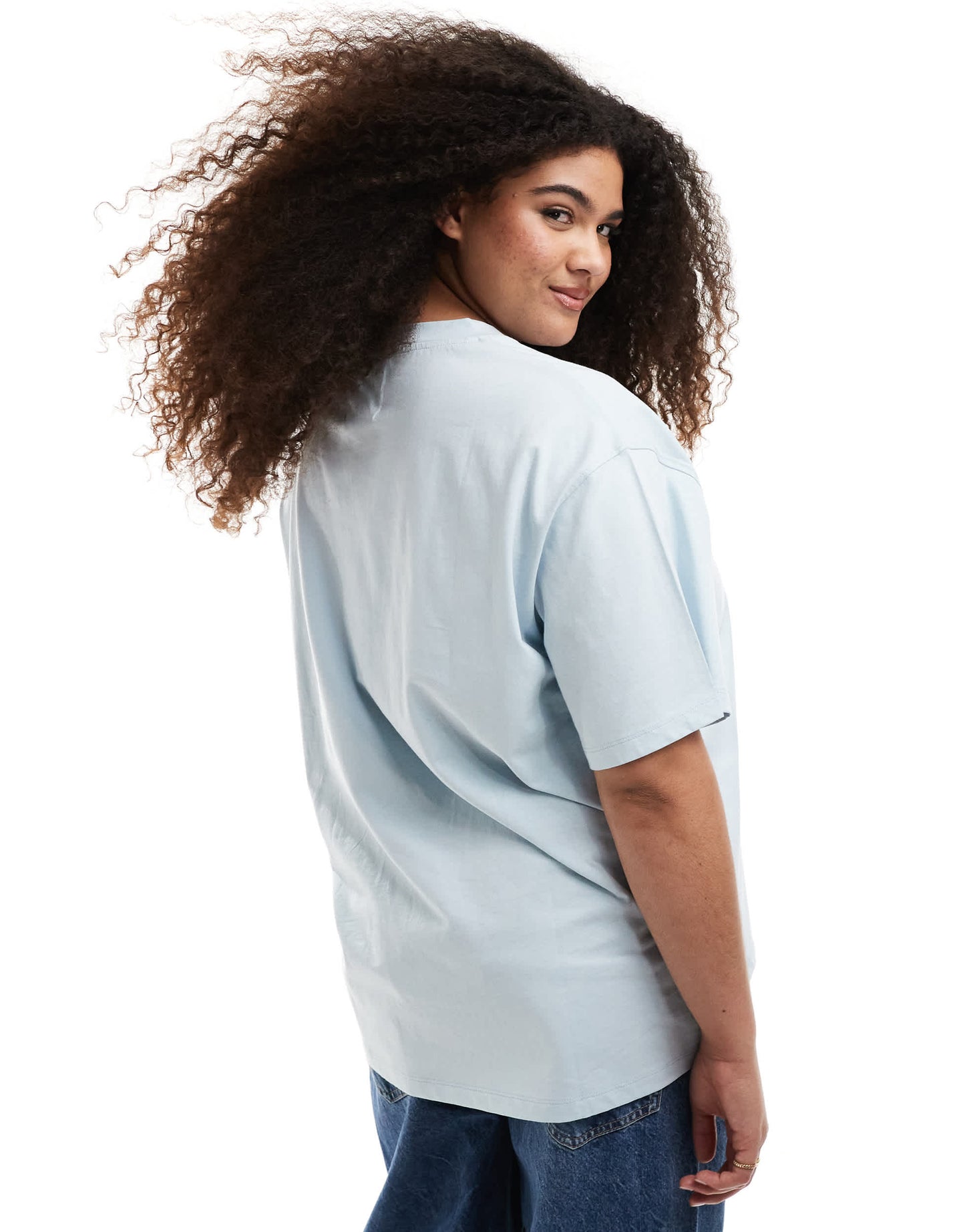 Renee Studio Plus exclusive crew neck rose heart graphic t-shirt in light blue