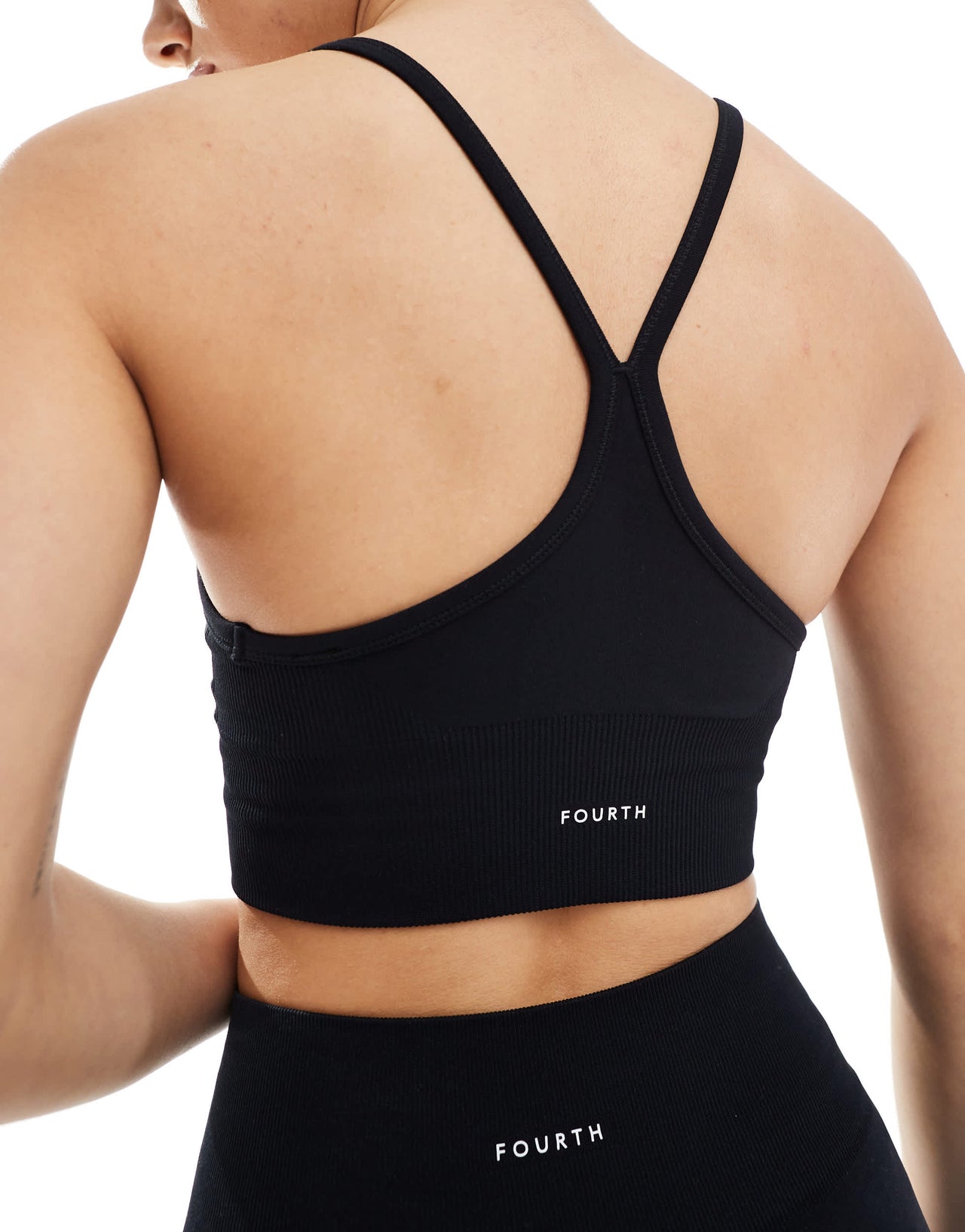 4th & Reckless seamless racer back cami sports bra co-ord in black