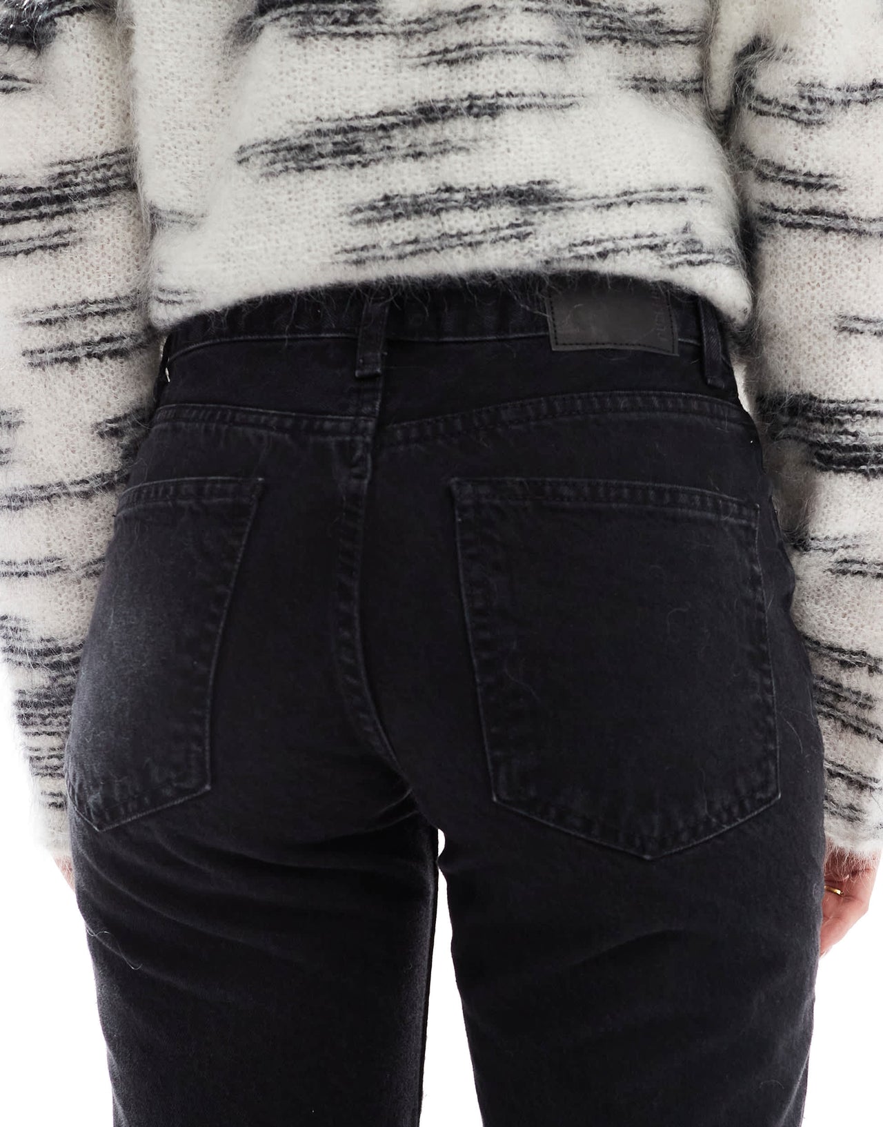Pull&Bear mid waist straight leg jeans in black