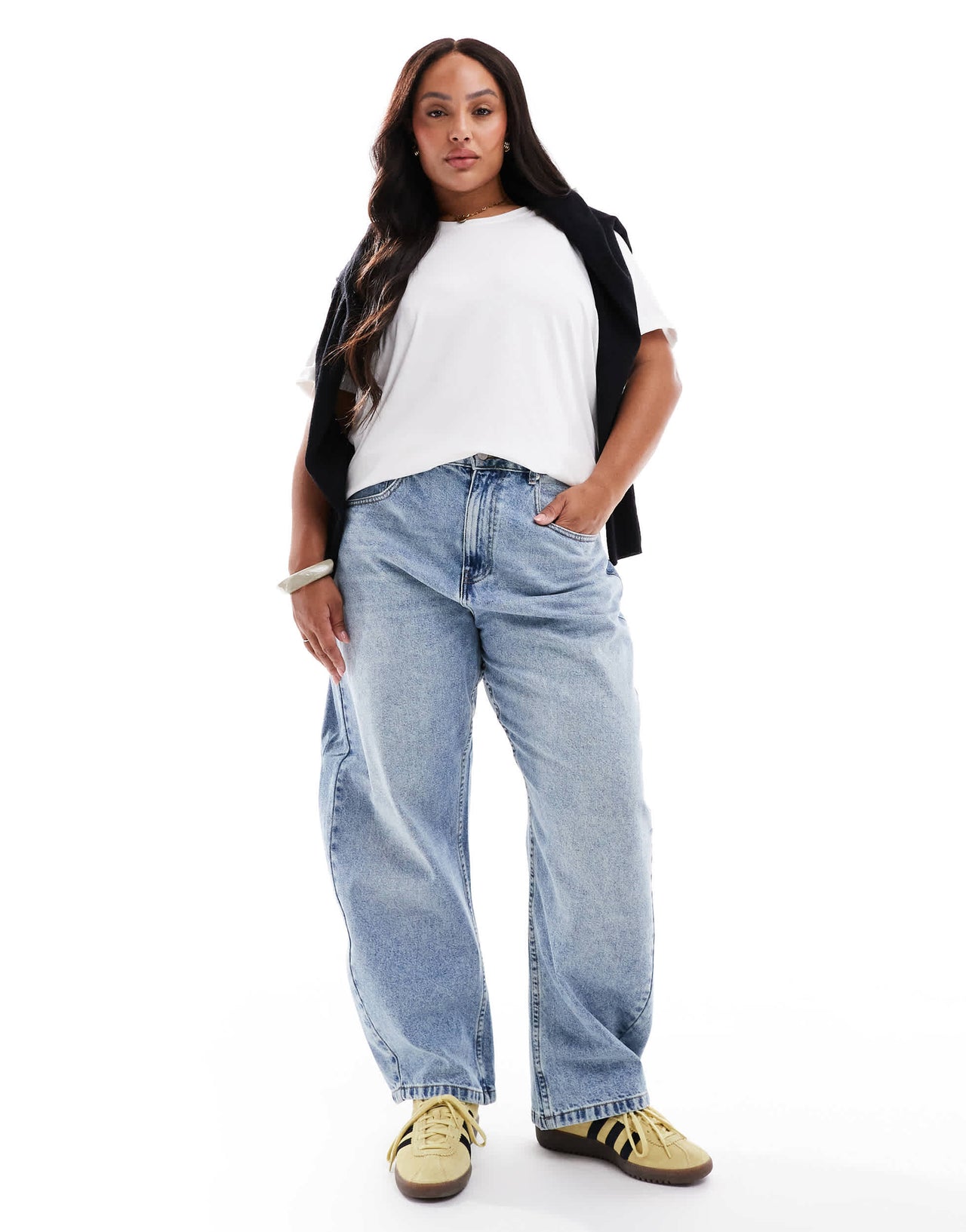 ASOS DESIGN Curve slim barrel jeans in light blue