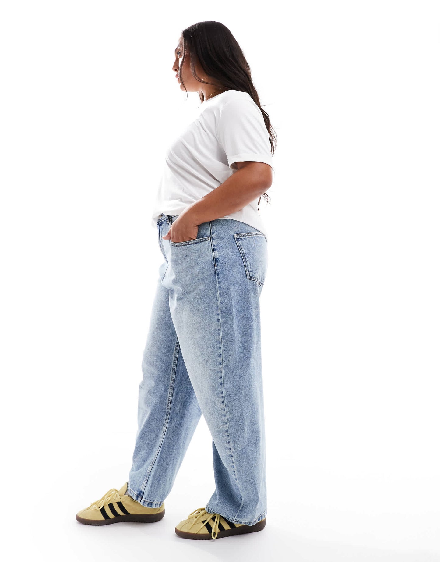 ASOS DESIGN Curve slim barrel jeans in light blue
