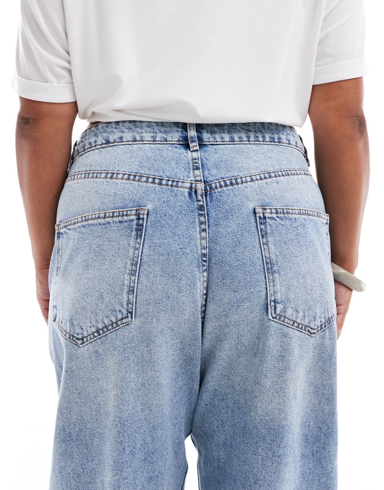 ASOS DESIGN Curve slim barrel jeans in light blue