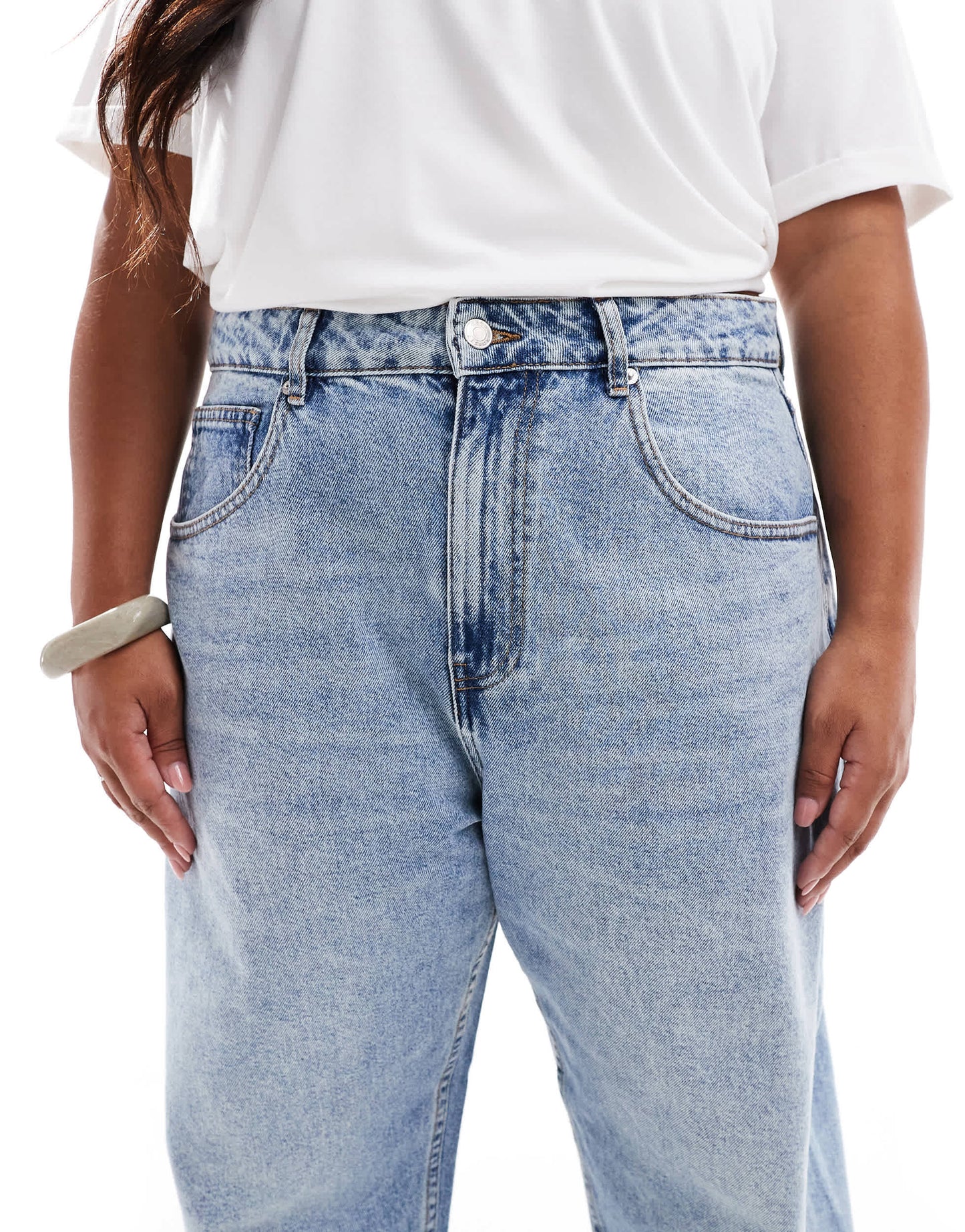 ASOS DESIGN Curve slim barrel jeans in light blue