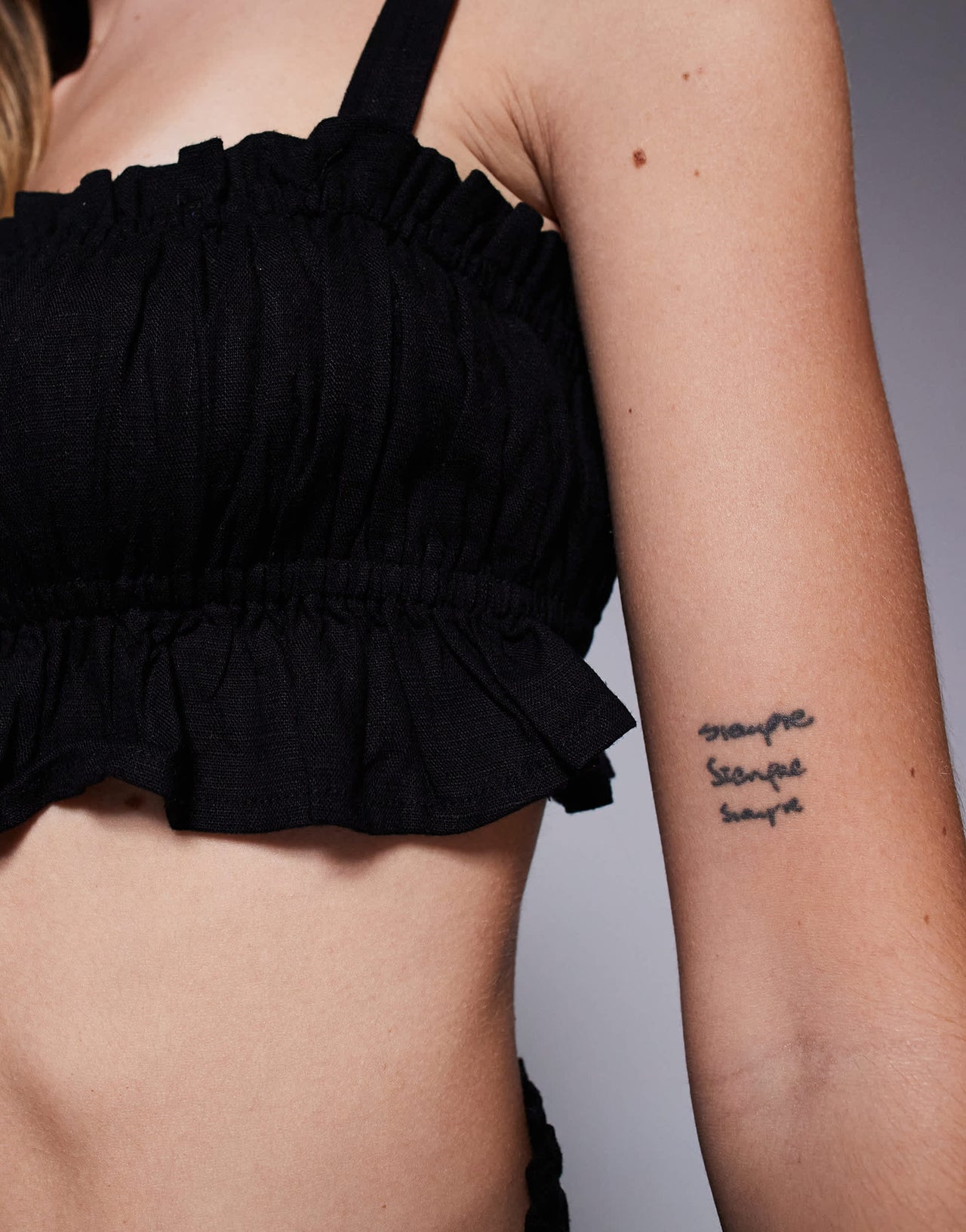 Princess Polly ruched crop top and shorts set in black