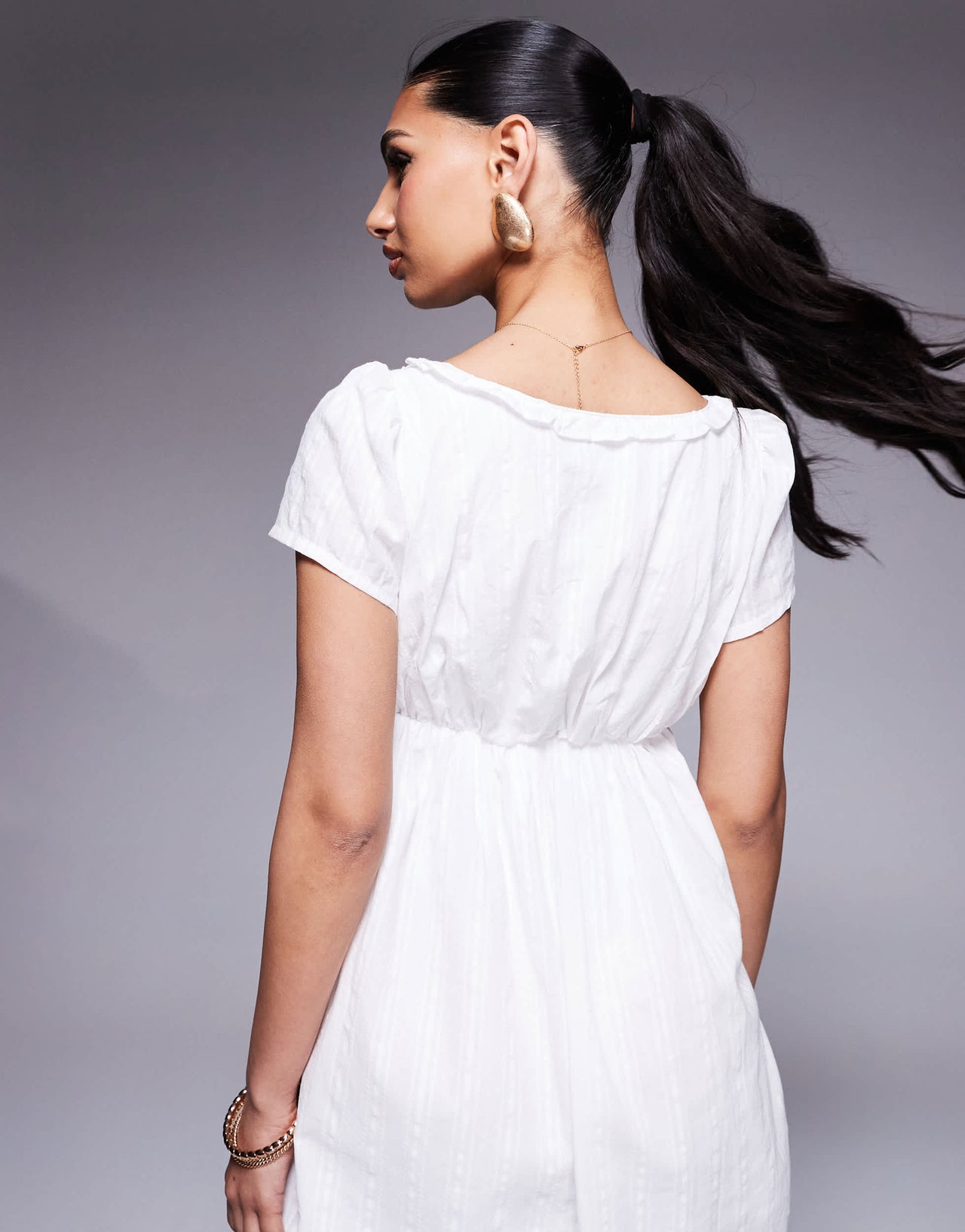 Princess Polly cotton puff sleeve sweetheart neckline tie detail mini dress in white