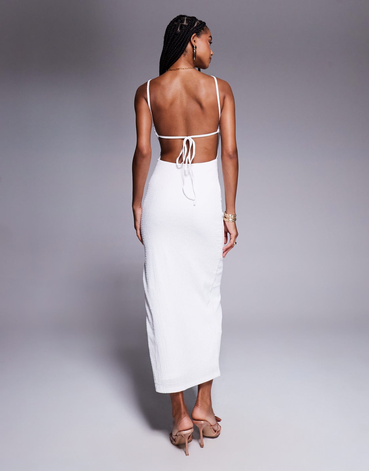 Princess Polly v neck cross back maxi dress in white