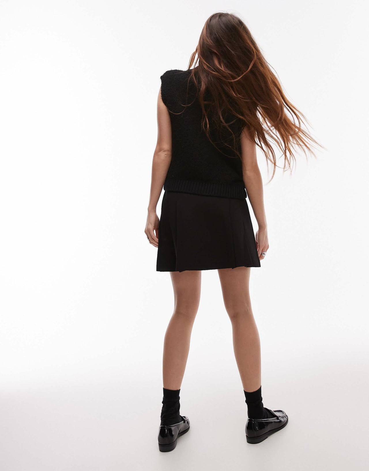 Mango pleated mini skirt in black